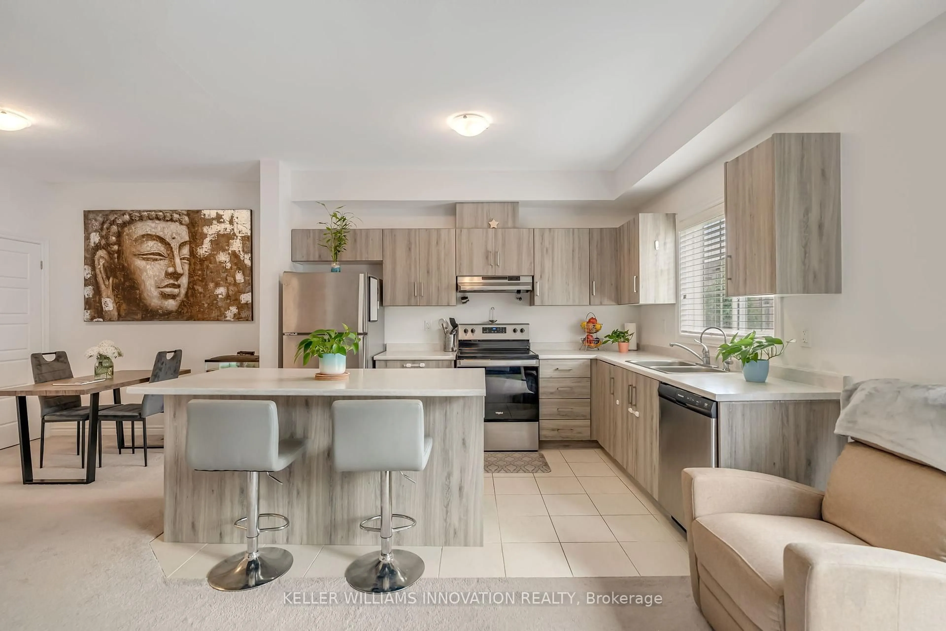 Open concept kitchen, ceramic/tile floor for 38 Dewberry Dr, Kitchener Ontario N2B 0A9