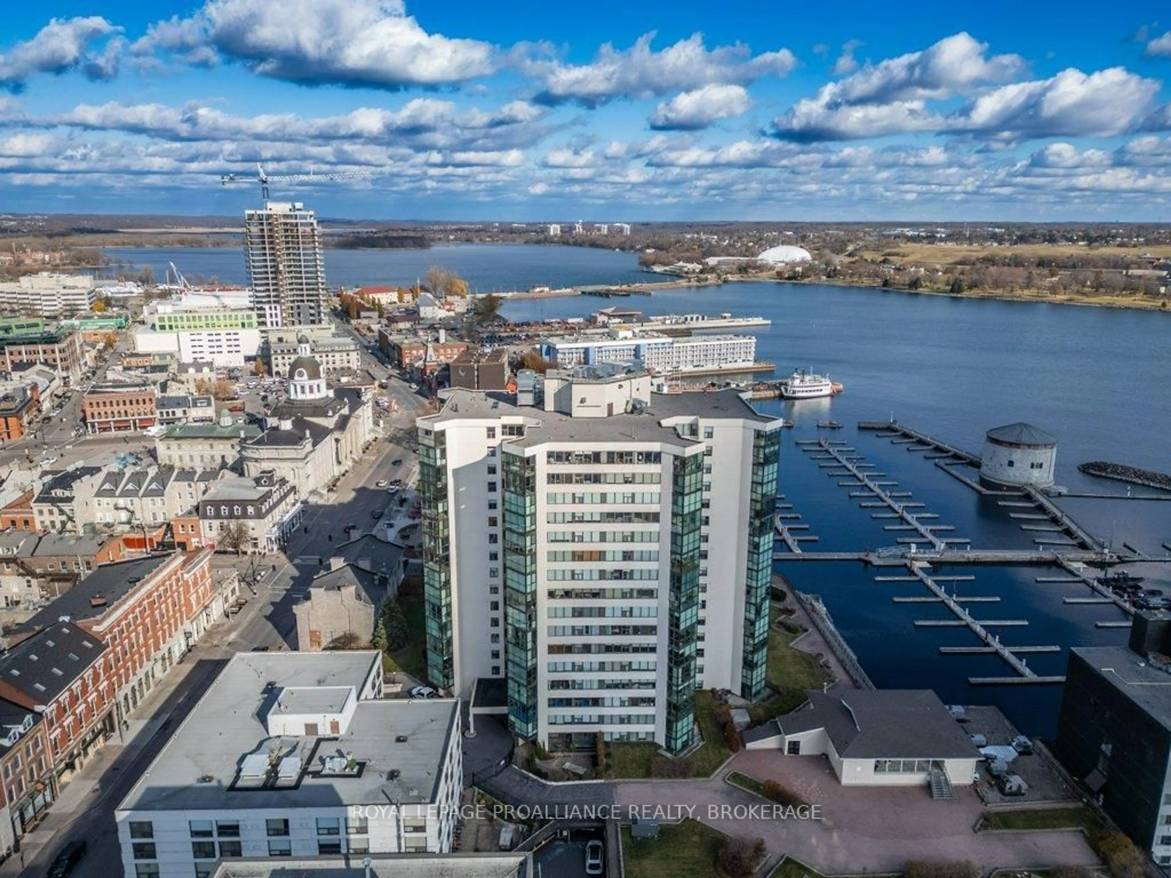 A pic from outside/outdoor area/front of a property/back of a property/a pic from drone, water/lake/river/ocean view for 185 Ontario St #1602, Kingston Ontario K7L 2Y7