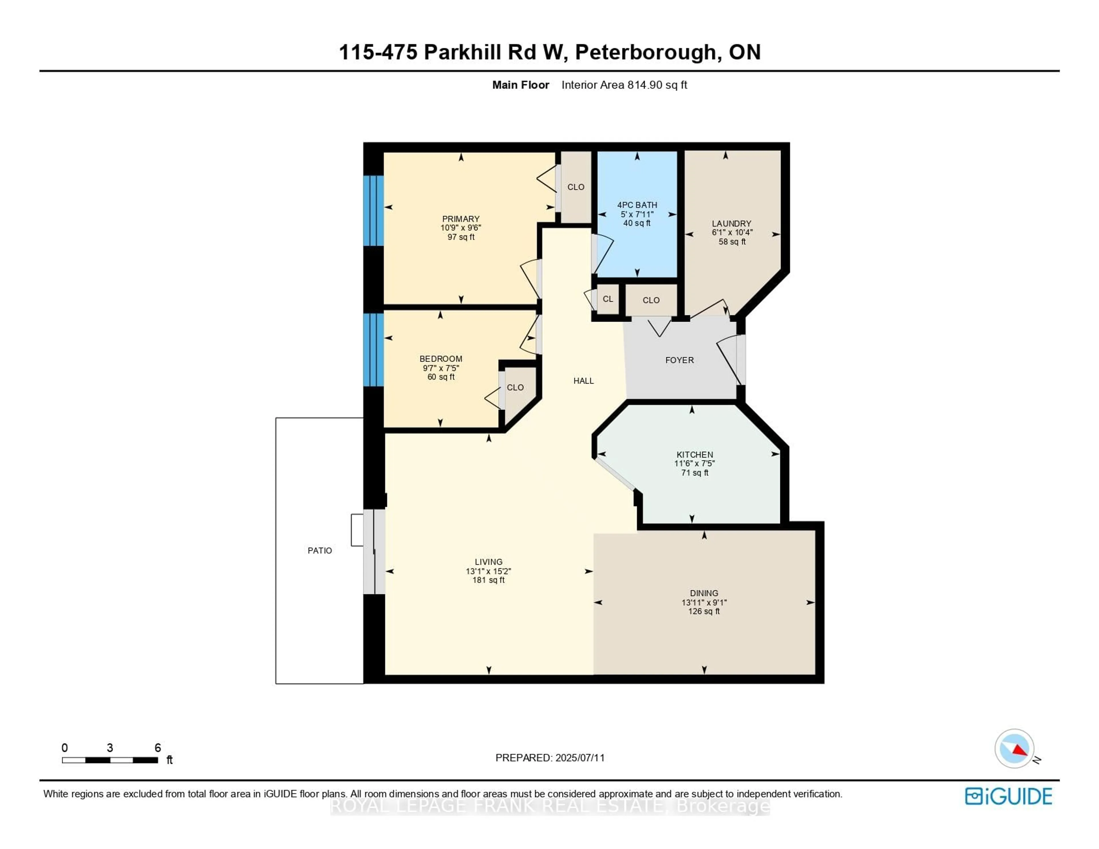 Floor plan for 475 Parkhill Rd #115, Peterborough Central Ontario K9H 7M5
