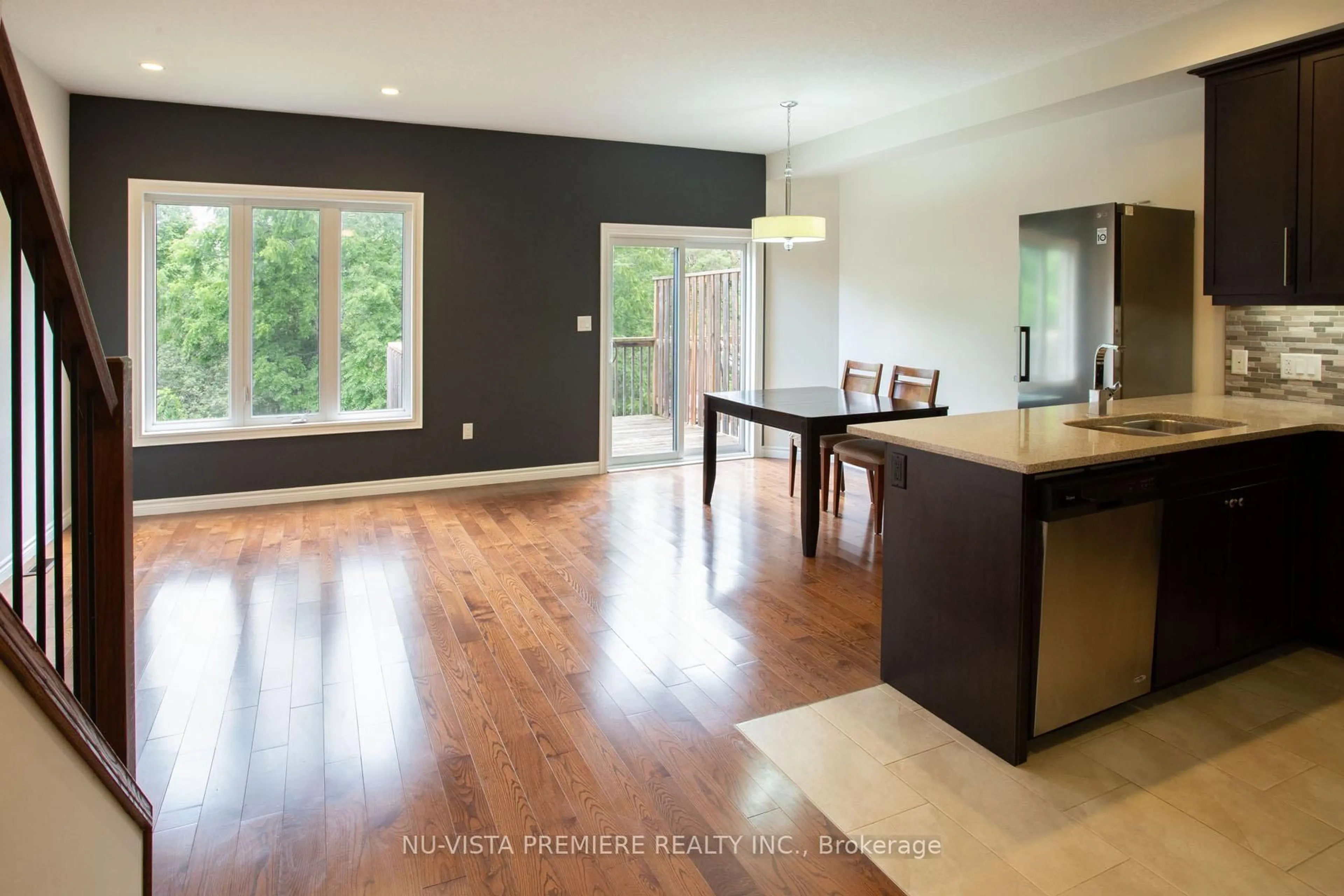 Open concept kitchen, wood/laminate floor for 2235 Blackwater Rd #27, London North Ontario N5X 0L8