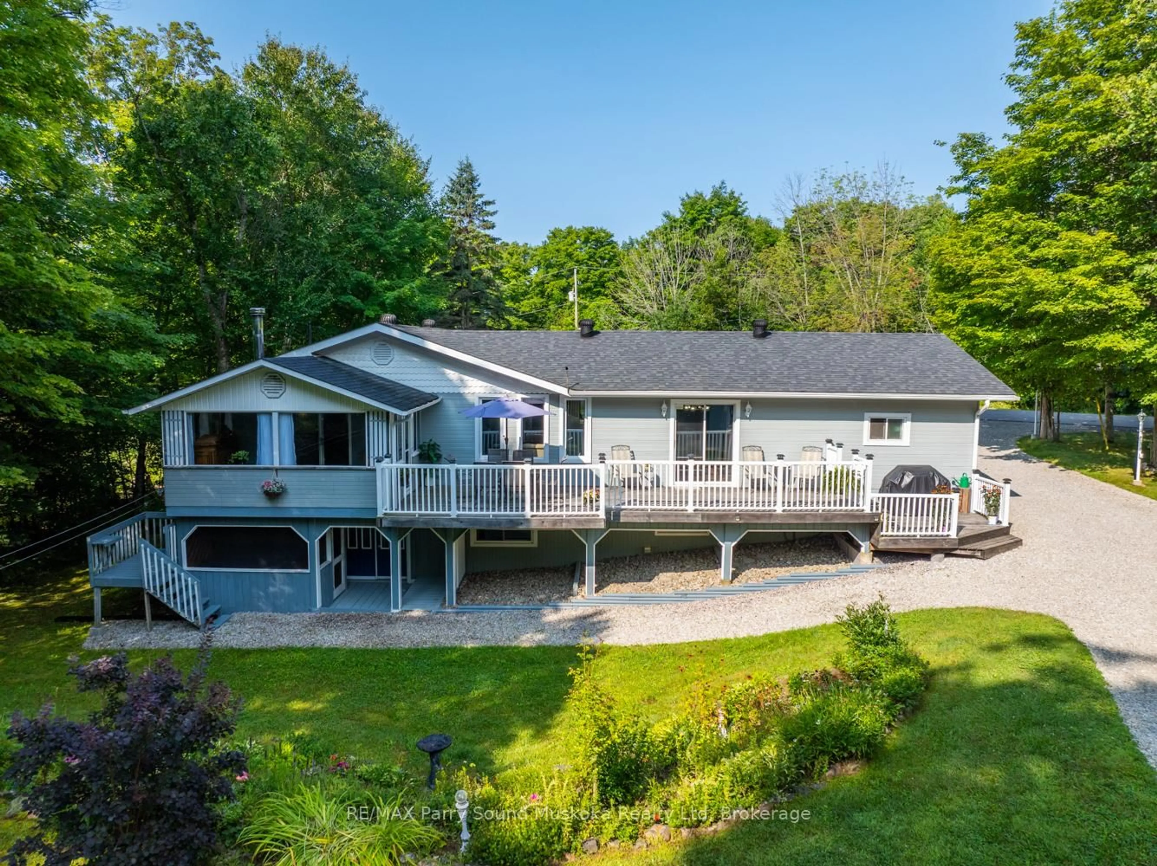 A pic from outside/outdoor area/front of a property/back of a property/a pic from drone, water/lake/river/ocean view for 3 & 5 SQUIRREL Ave, McDougall Ontario P2A 2W7