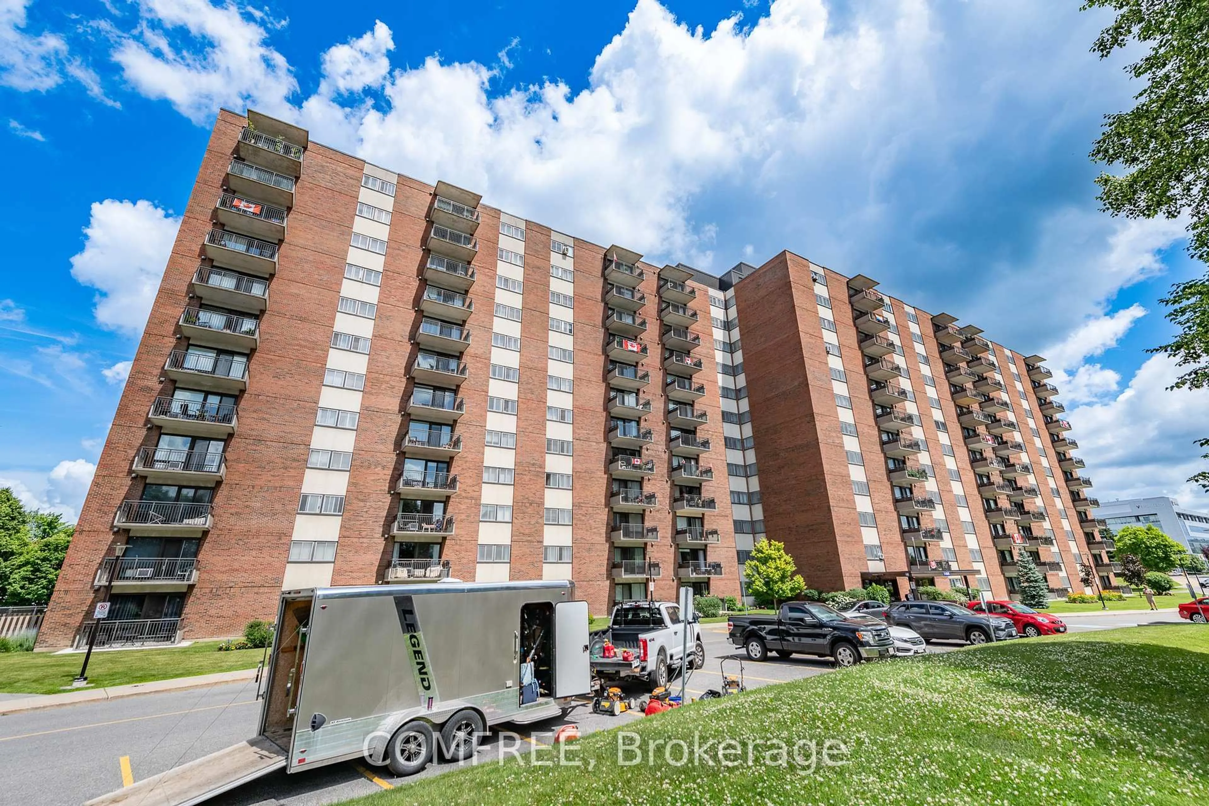 A pic from outside/outdoor area/front of a property/back of a property/a pic from drone, unknown for 1485 Baseline Rd #302, Ottawa Ontario K2C 3L8