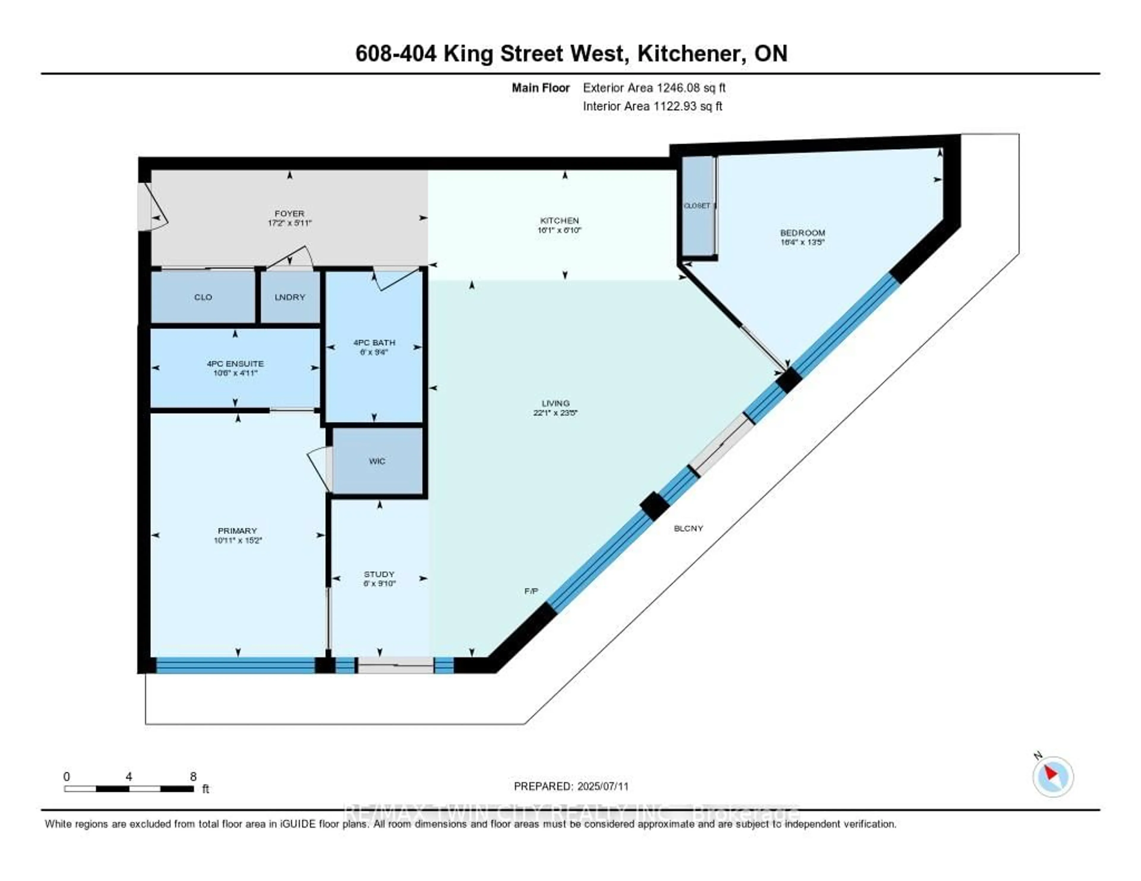 Floor plan for 404 King St #608, Kitchener Ontario N2G 2L5