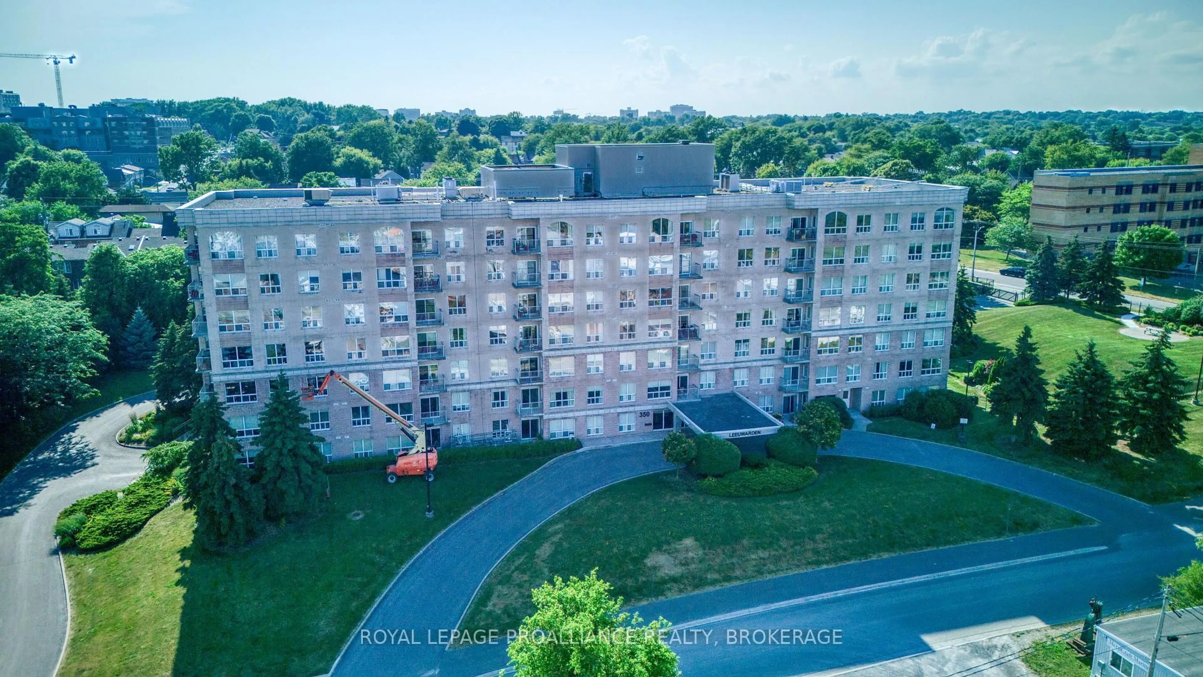 A pic from outside/outdoor area/front of a property/back of a property/a pic from drone, city buildings view from balcony for 350 Wellington St #503, Kingston Ontario K7K 7J7