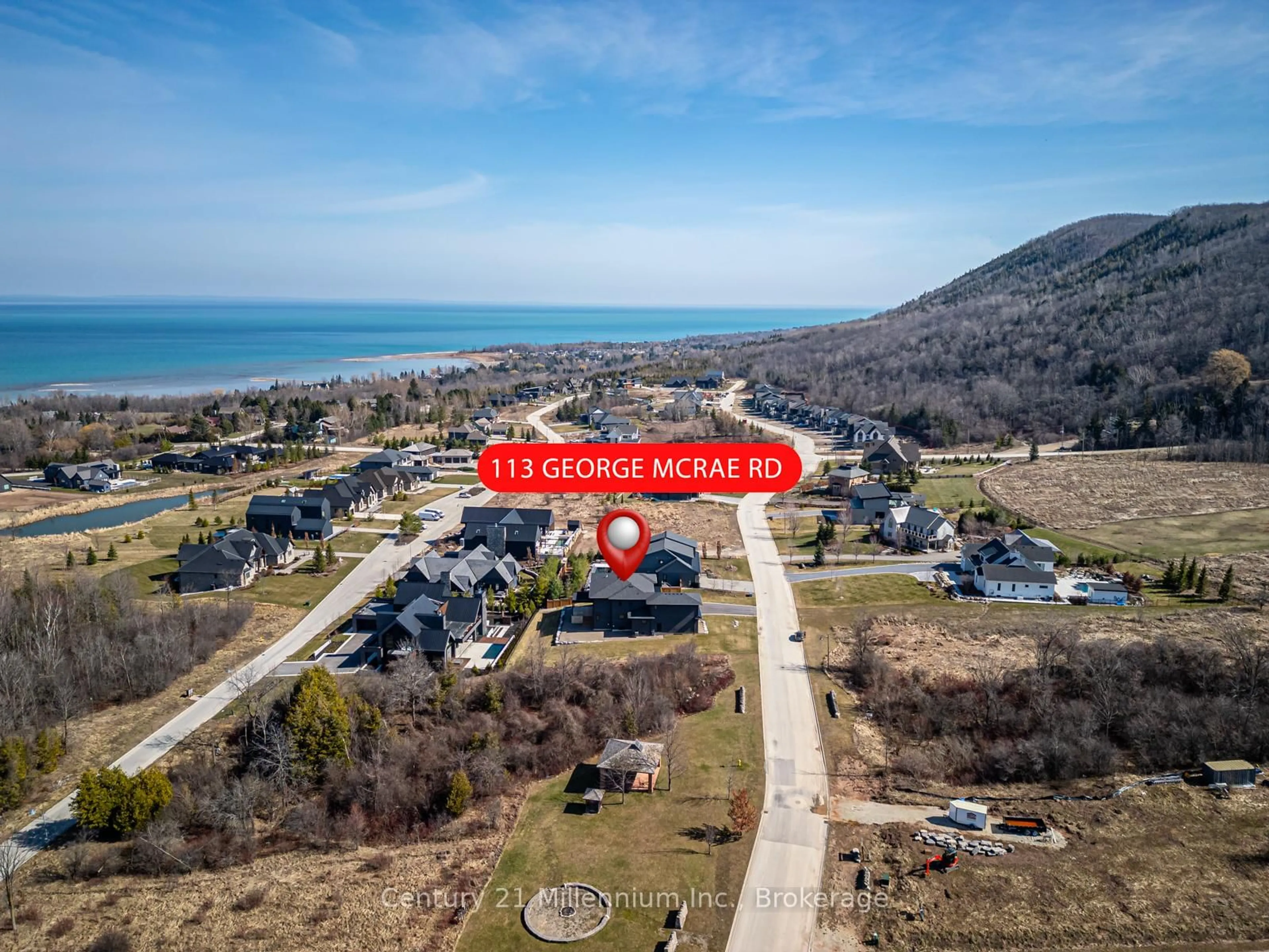 A pic from outside/outdoor area/front of a property/back of a property/a pic from drone, water/lake/river/ocean view for 113 George Mcrae Rd, Blue Mountains Ontario N0H 1J0