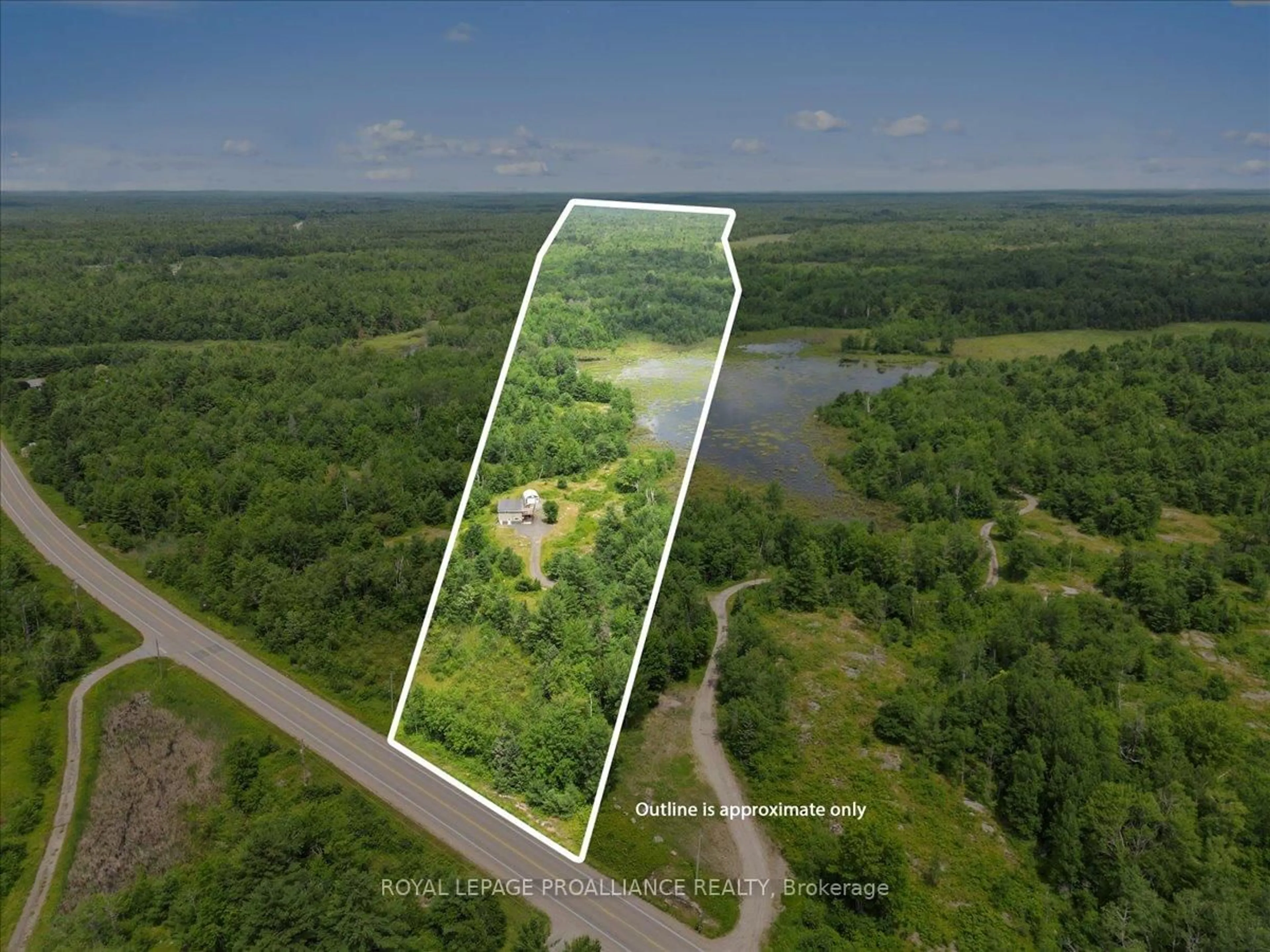 A pic from outside/outdoor area/front of a property/back of a property/a pic from drone, water/lake/river/ocean view for 11251B Highway 41, Kaladar Ontario K0H 1Z0