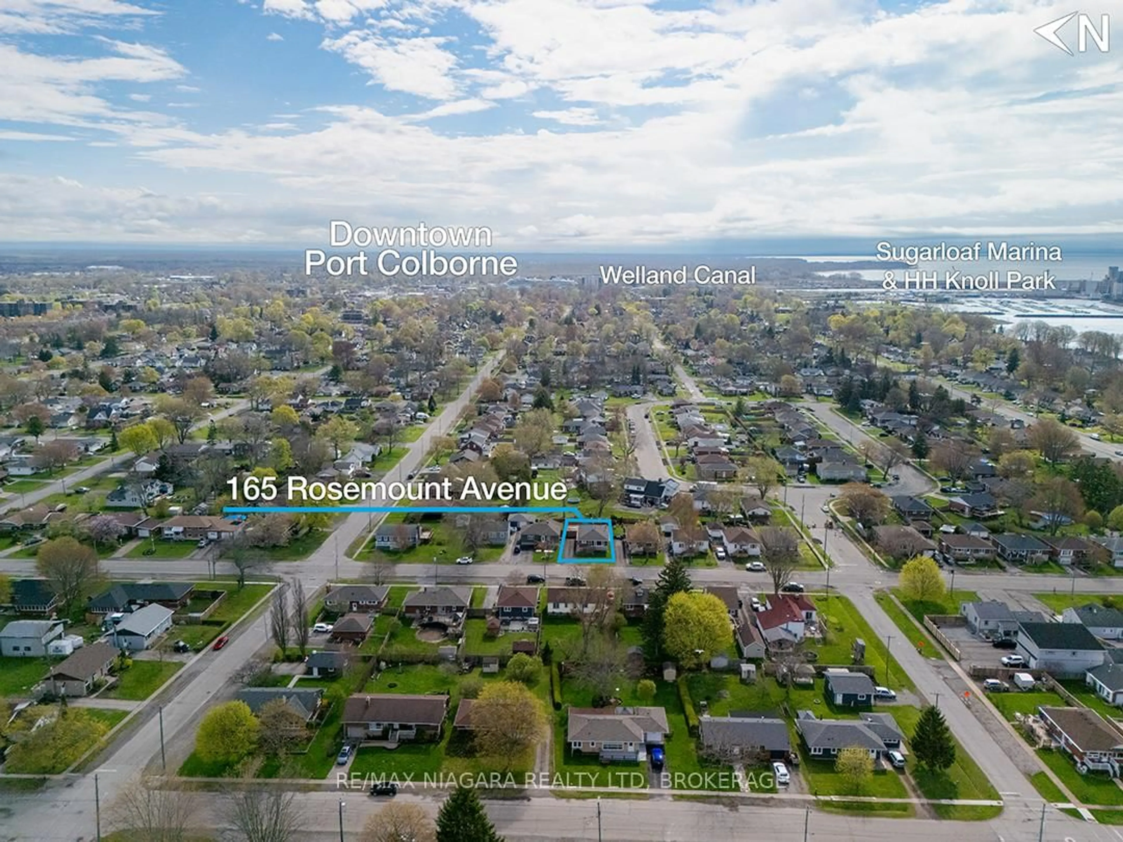 A pic from outside/outdoor area/front of a property/back of a property/a pic from drone, street for 165 Rosemount Ave, Port Colborne Ontario L3K 5R2