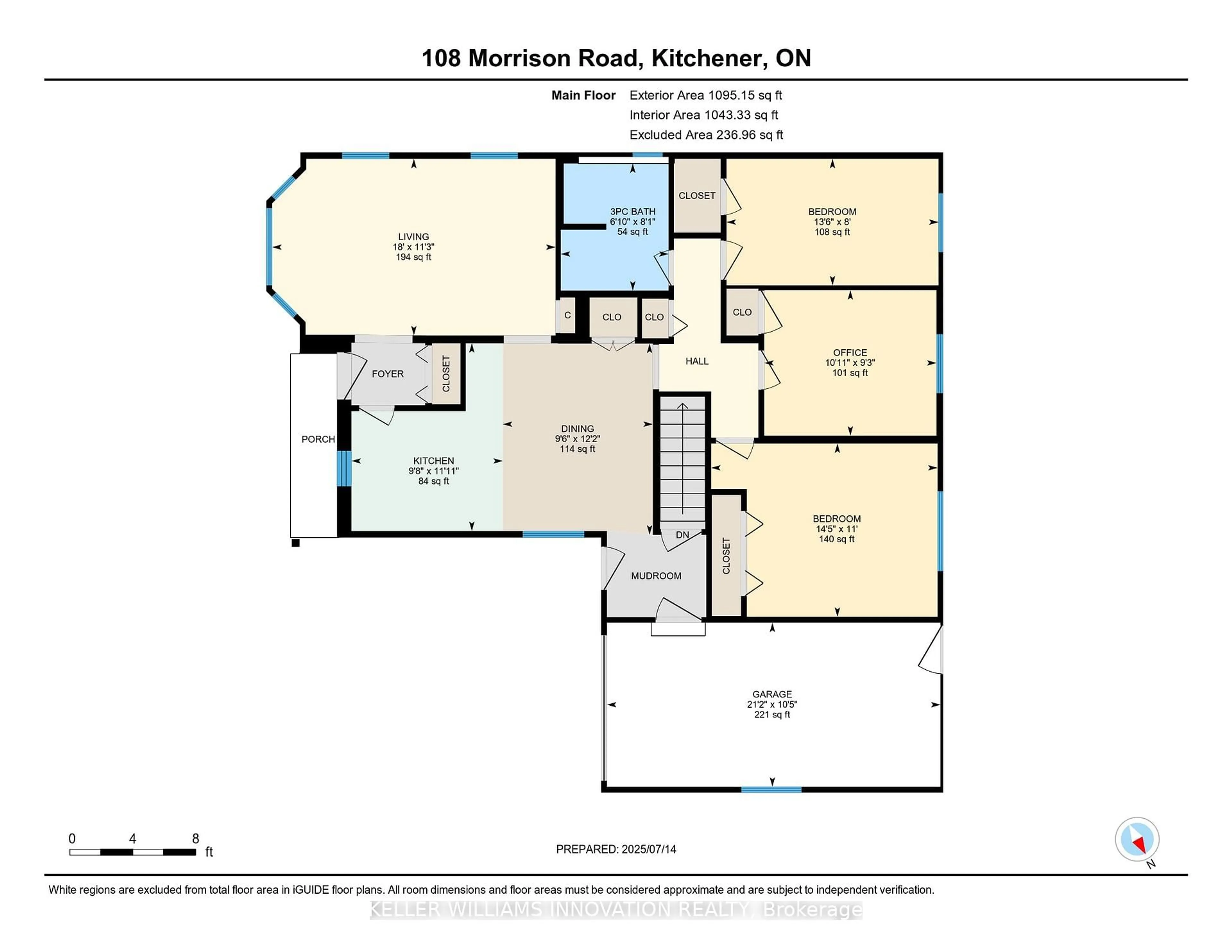 Floor plan for 108 Morrison Rd, Kitchener Ontario N2A 2T5