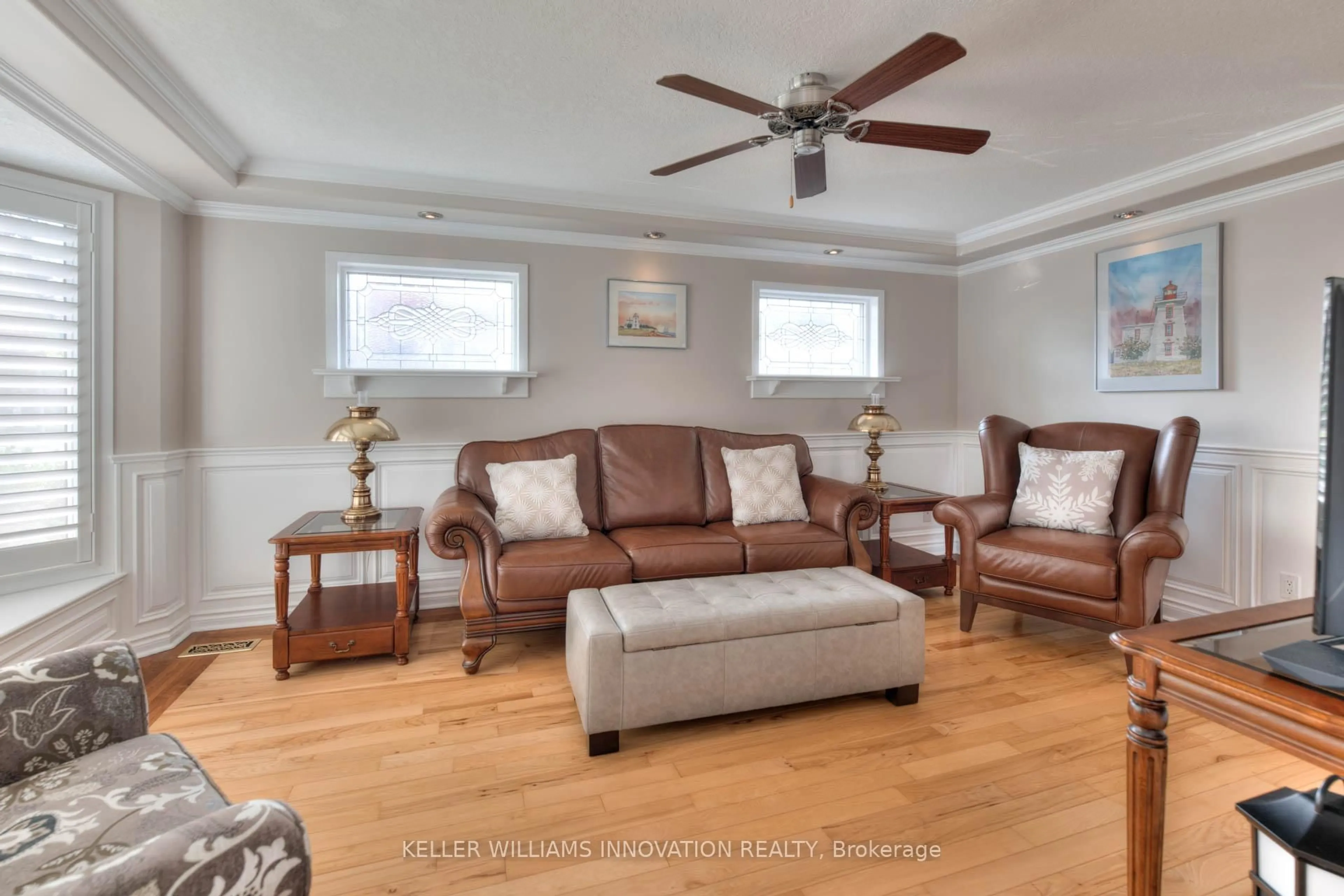 Living room with furniture, wood/laminate floor for 108 Morrison Rd, Kitchener Ontario N2A 2T5