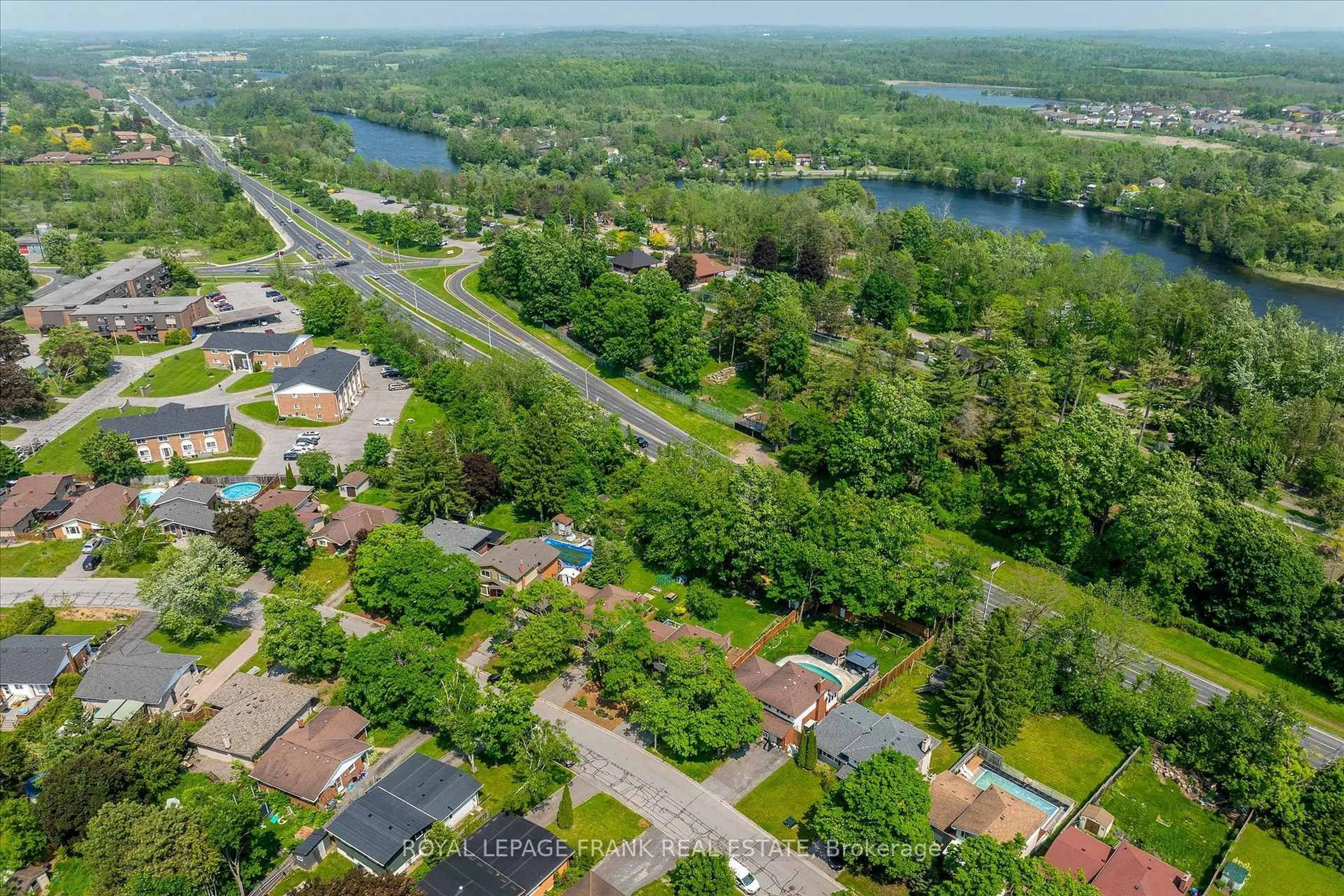 A pic from outside/outdoor area/front of a property/back of a property/a pic from drone, water/lake/river/ocean view for 1296 Cartier Blvd, Peterborough Ontario K9H 6S1