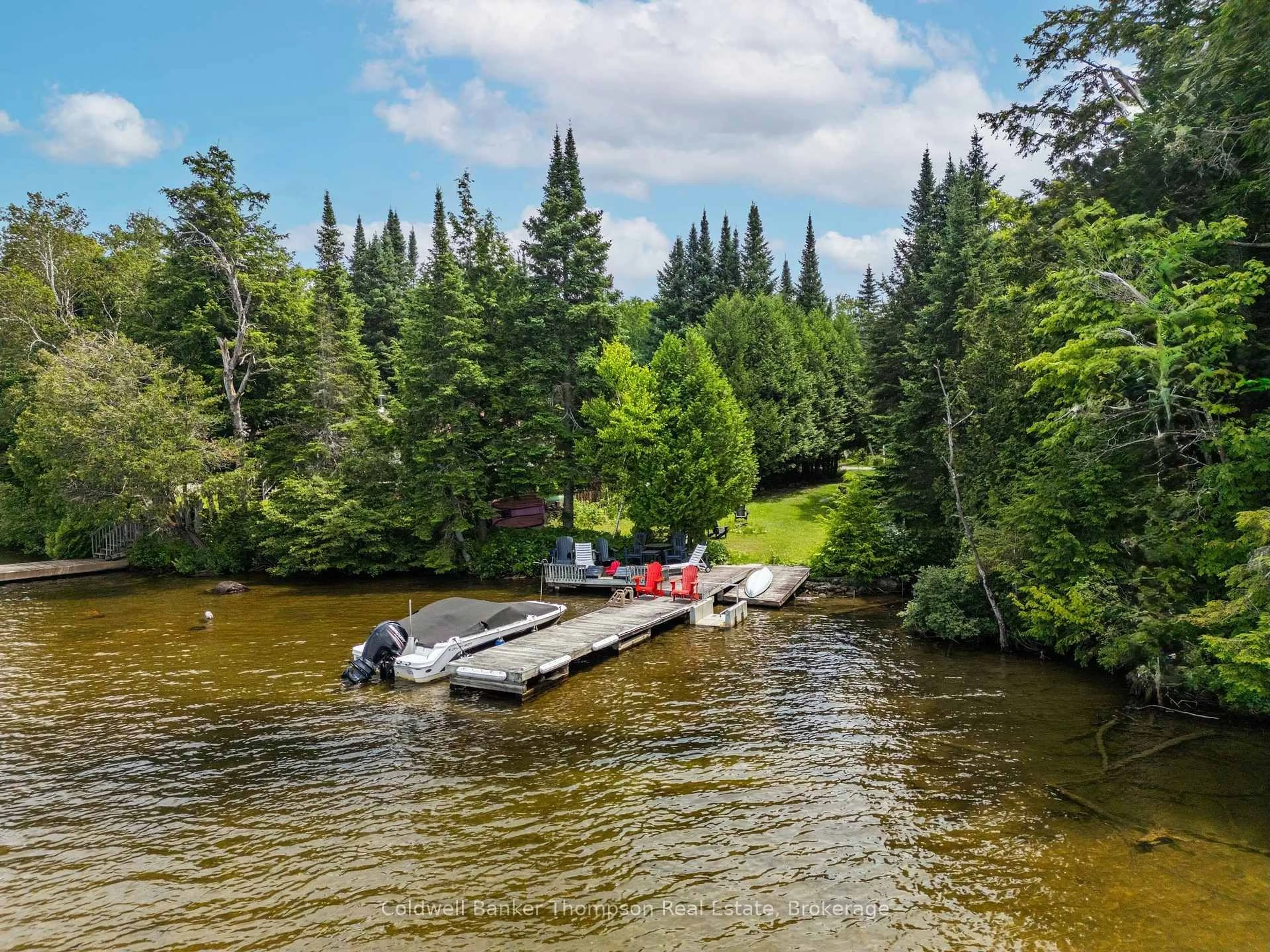 A pic from outside/outdoor area/front of a property/back of a property/a pic from drone, water/lake/river/ocean view for 1378 Old Hwy 117, Lake of Bays Ontario P0B 1A0