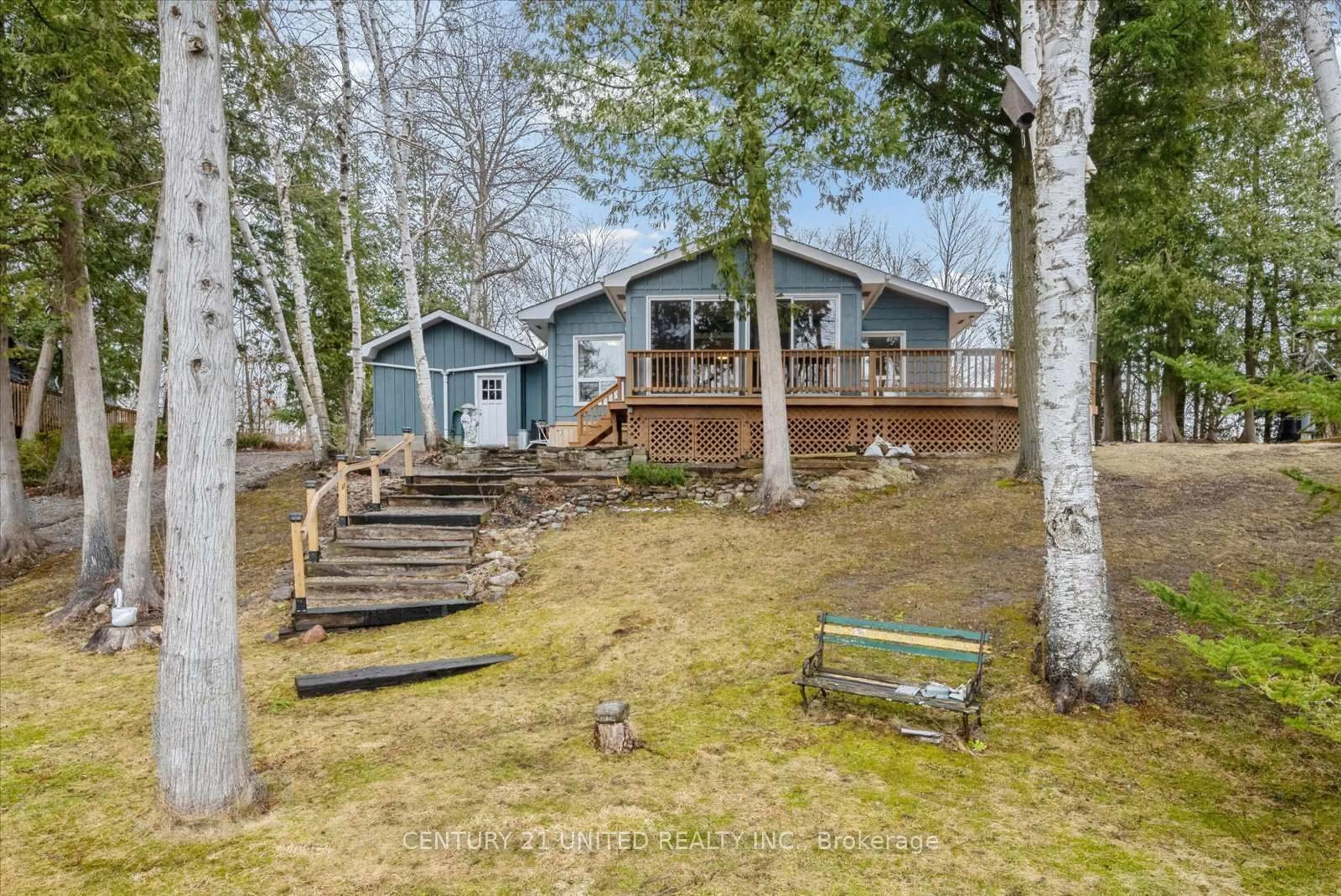 A pic from outside/outdoor area/front of a property/back of a property/a pic from drone, water/lake/river/ocean view for 52 Birch Point Dr, Kawartha Lakes Ontario K0L 1T0