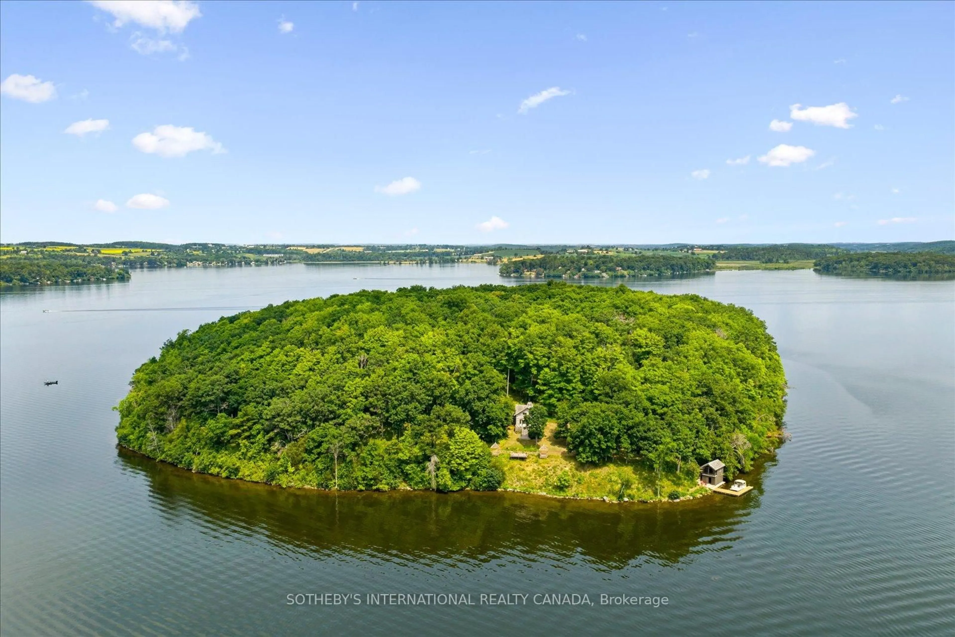 A pic from outside/outdoor area/front of a property/back of a property/a pic from drone, water/lake/river/ocean view for 100 West Sugar Island Private, Hamilton Township Ontario K0K 2E0