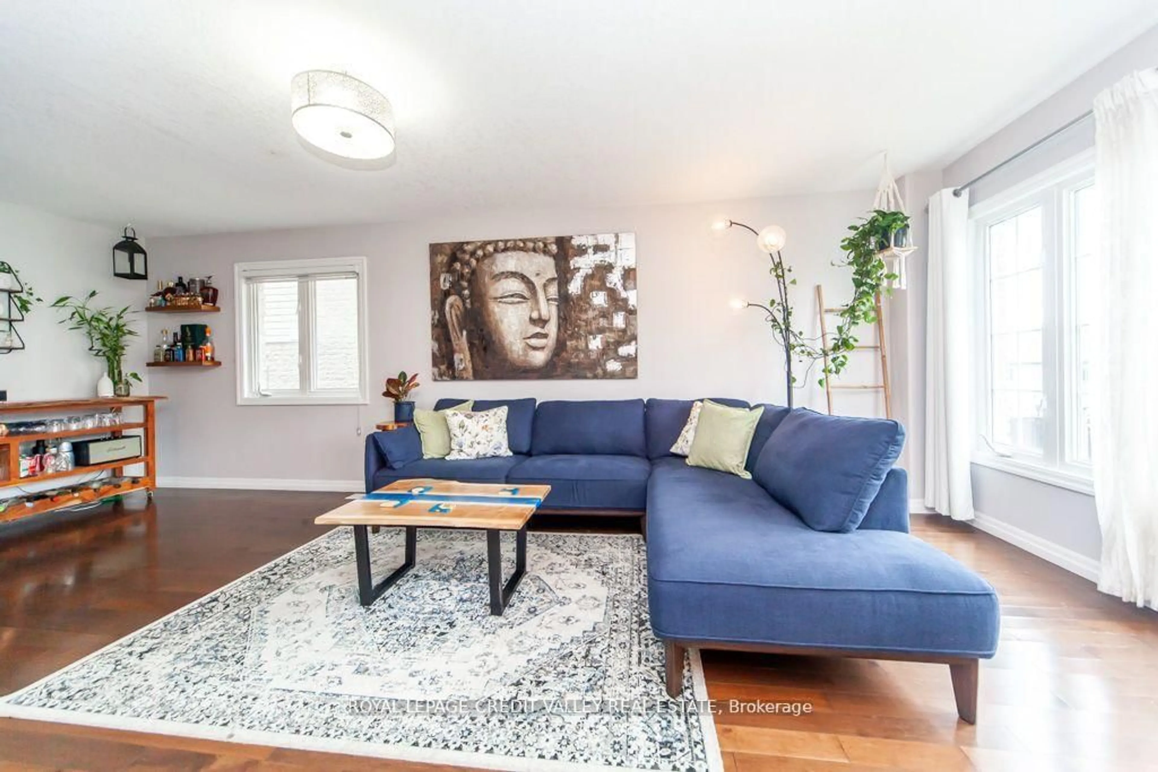 Living room with furniture, wood/laminate floor for 55 Rockcliffe Dr, Kitchener Ontario N2R 1W5