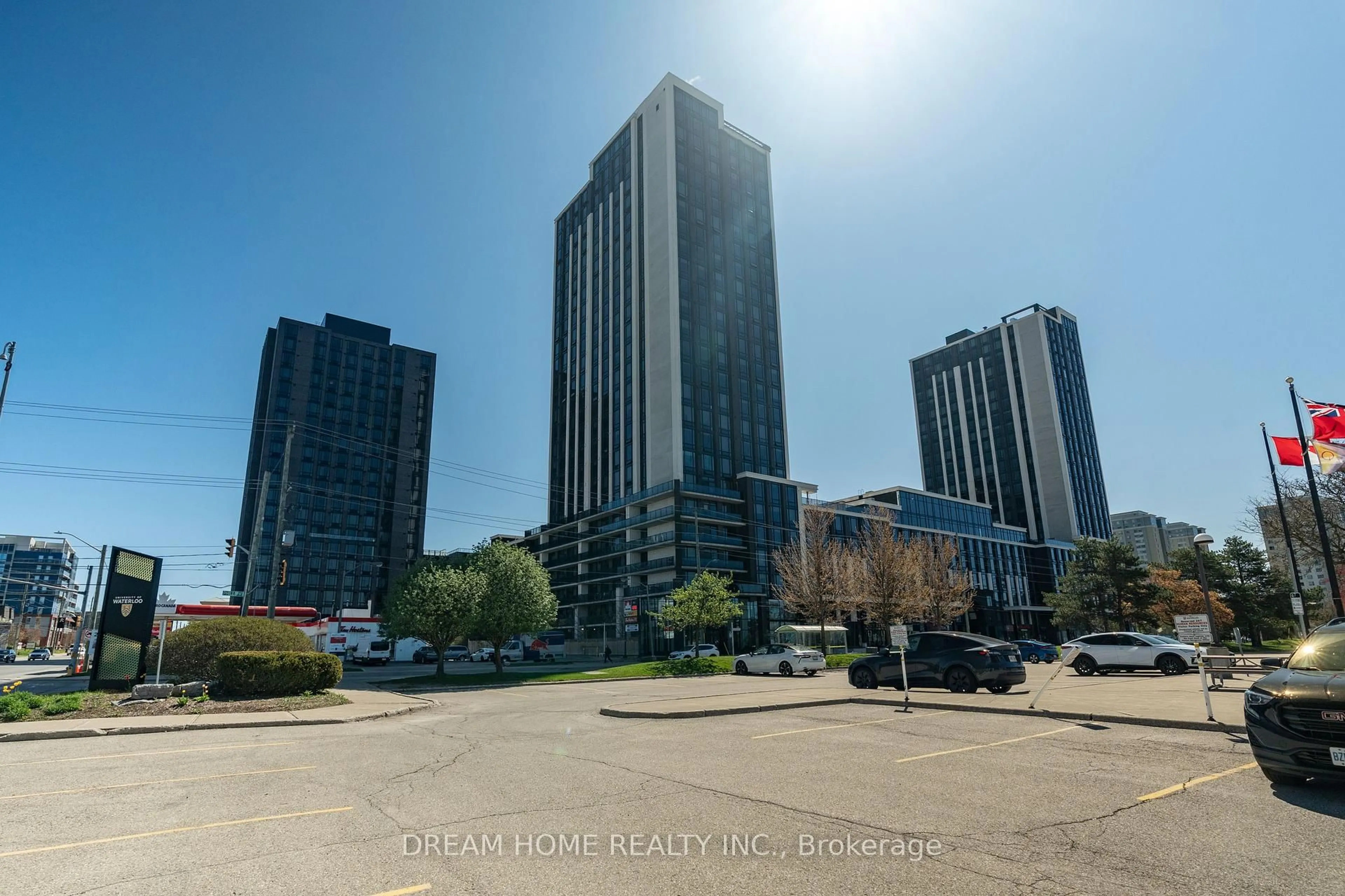 A pic from outside/outdoor area/front of a property/back of a property/a pic from drone, city buildings view from balcony for 330 Phillip St #N2601, Waterloo Ontario N2L 3W9