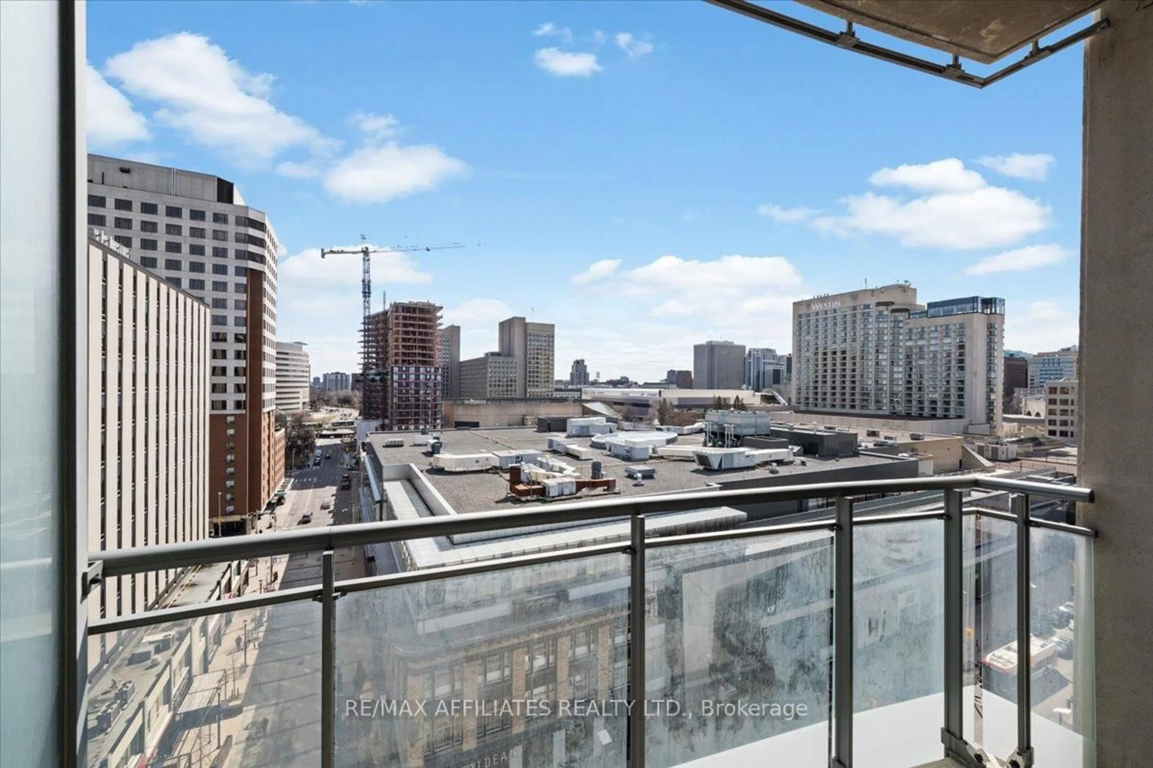 Balcony in the apartment, city buildings view from balcony for 90 George St #1003, Ottawa Ontario K1N 0A8