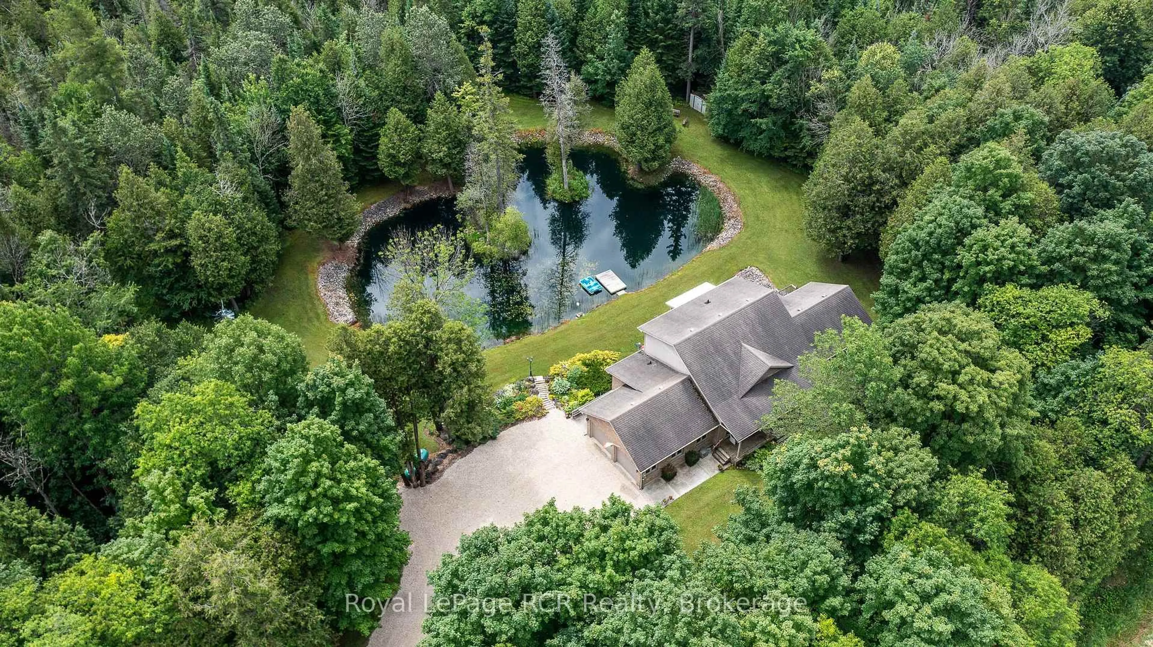 A pic from outside/outdoor area/front of a property/back of a property/a pic from drone, water/lake/river/ocean view for 360422 Road 160, Grey Highlands Ontario N0C 1E0