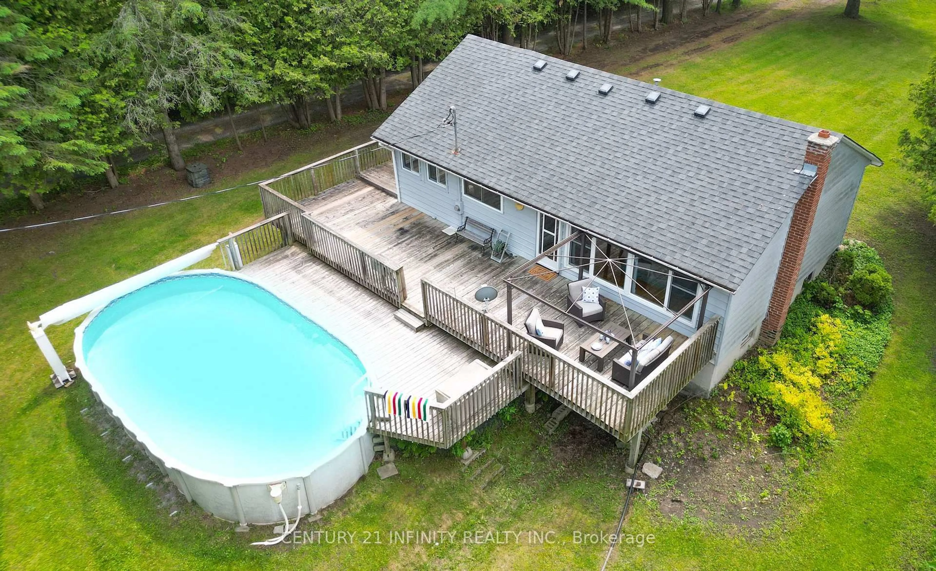 A pic from outside/outdoor area/front of a property/back of a property/a pic from drone, water/lake/river/ocean view for 66 Cowans Cres, Kawartha Lakes Ontario K0L 2W0