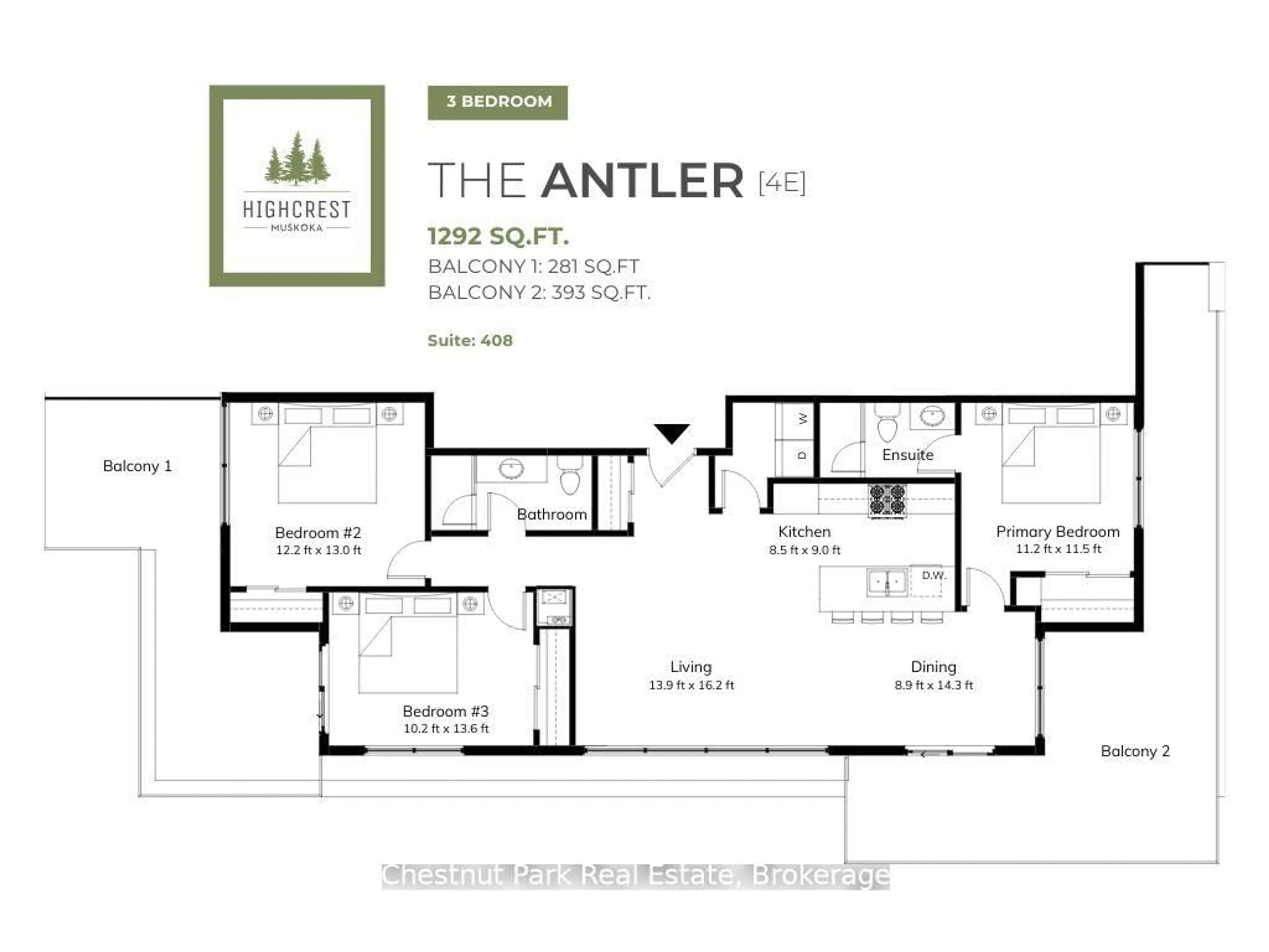 Floor plan for 15 Pine Needle Way #408, Huntsville Ontario P1H 0G4