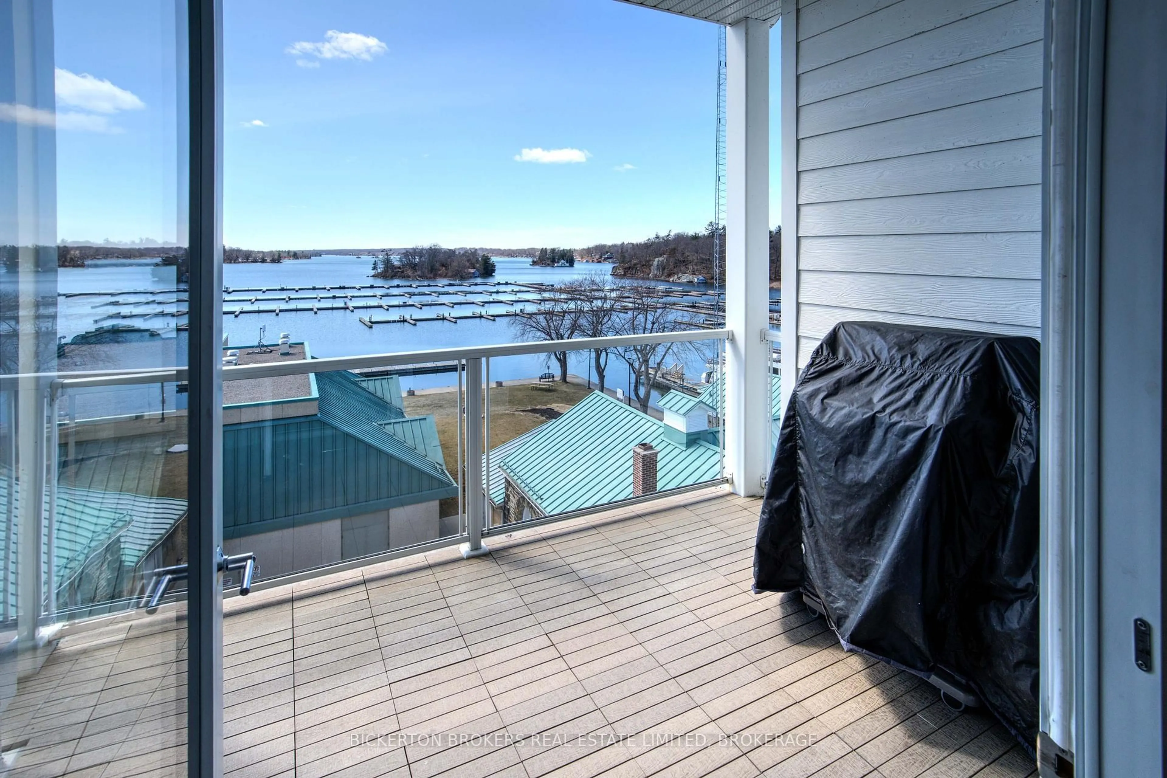 Balcony in the apartment, water/lake/river/ocean view for 130 Water St #403, Gananoque Ontario K7G 0A8