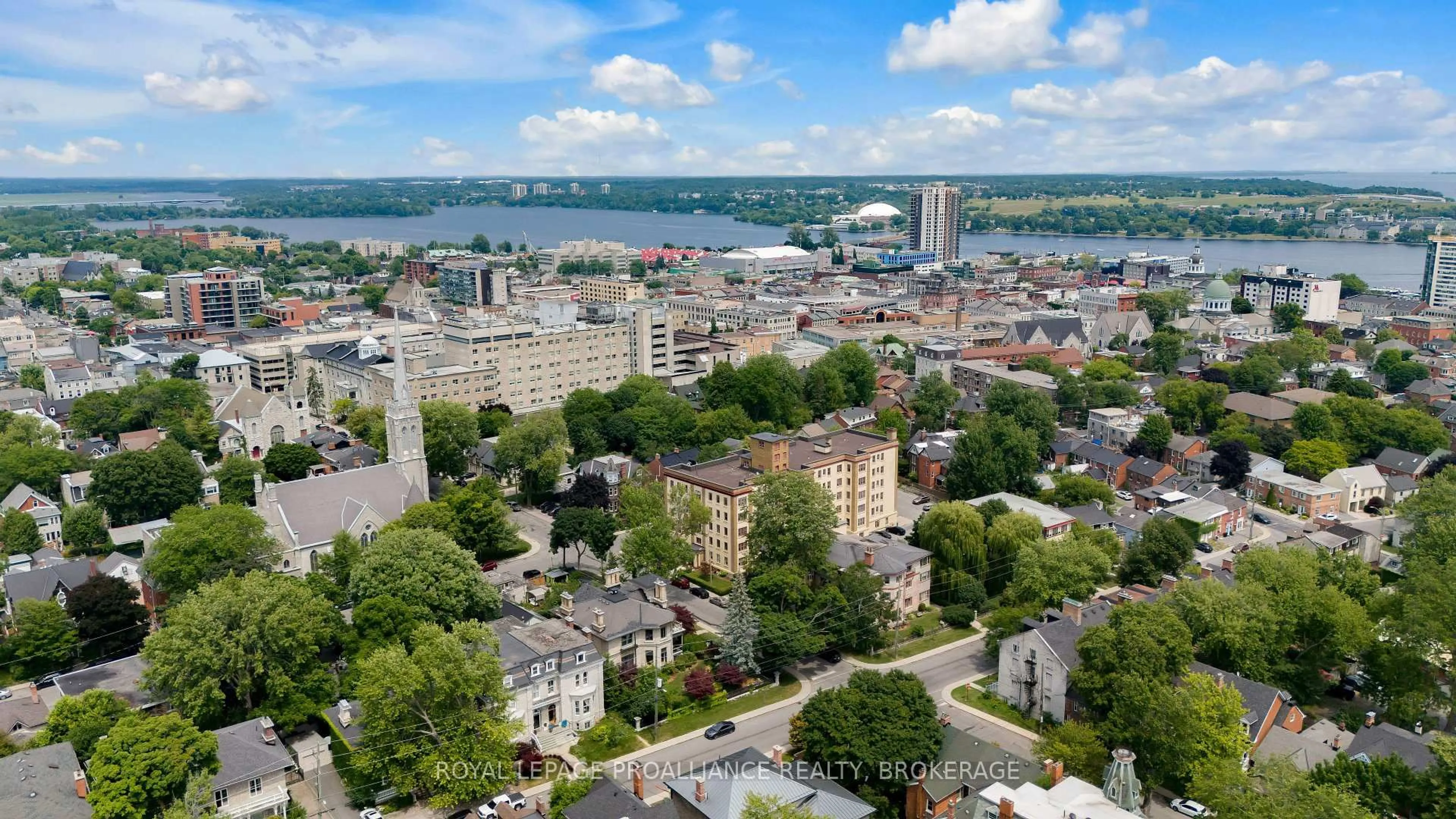 A pic from outside/outdoor area/front of a property/back of a property/a pic from drone, city buildings view from balcony for 67 Sydenham St #302, Kingston Ontario K7L 3H2