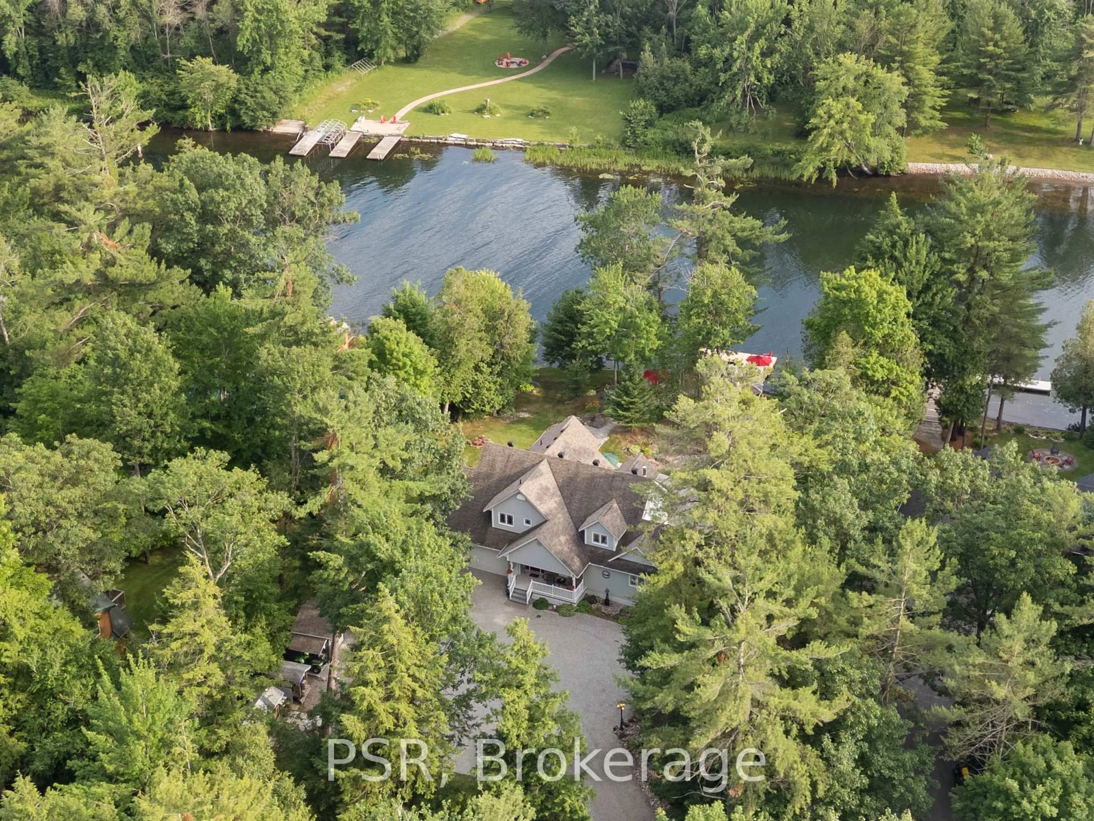 A pic from outside/outdoor area/front of a property/back of a property/a pic from drone, water/lake/river/ocean view for 1061 Catherine Bagley Rd, Gravenhurst Ontario P0E 1N0