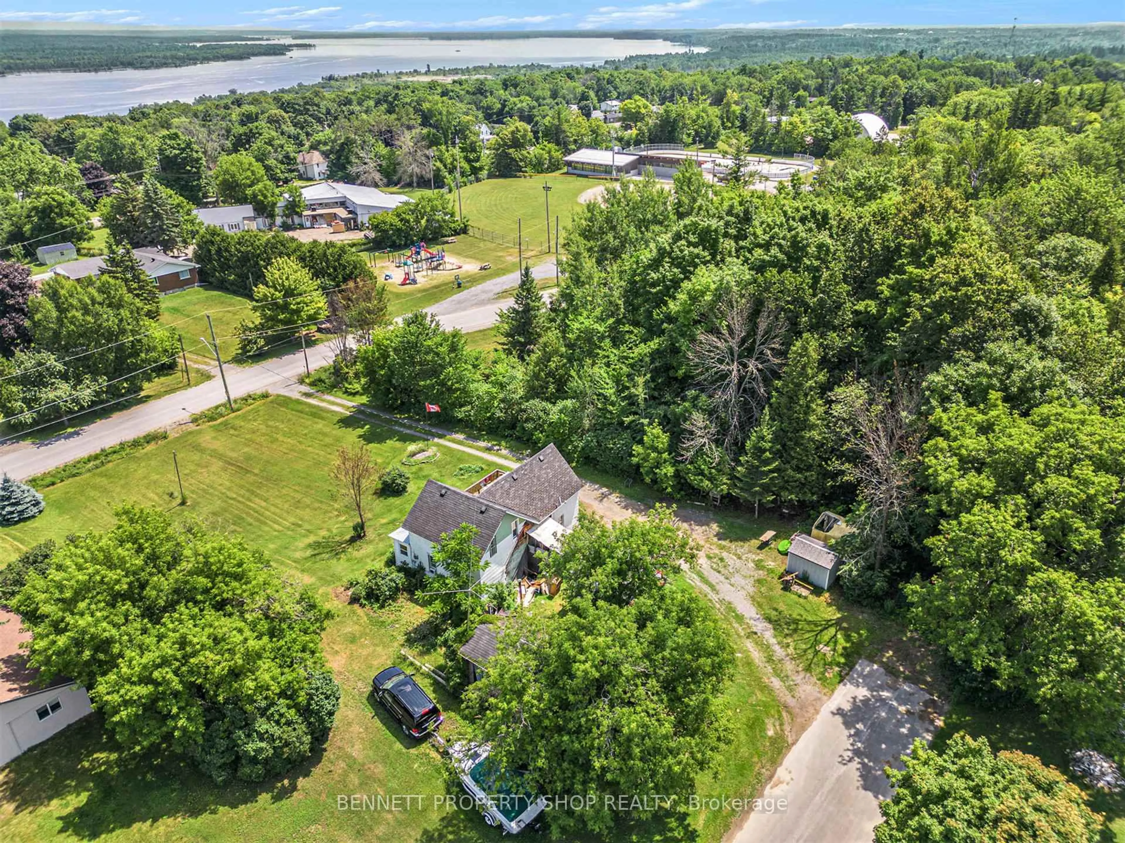 A pic from outside/outdoor area/front of a property/back of a property/a pic from drone, water/lake/river/ocean view for 145 Sarah St, Braeside Ontario K0A 1G0