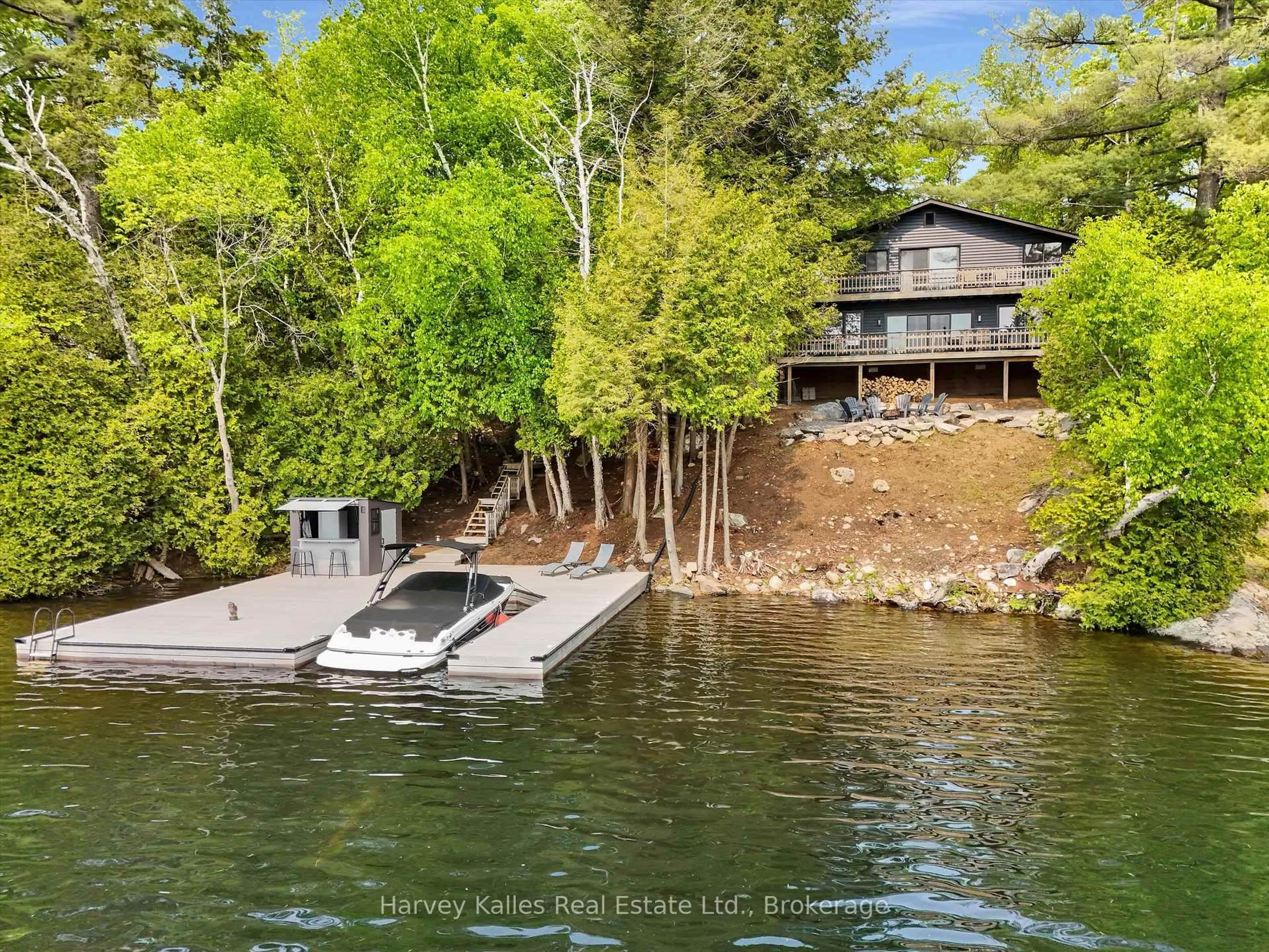 A pic from outside/outdoor area/front of a property/back of a property/a pic from drone, water/lake/river/ocean view for 155 Highway 632 Highway, Muskoka Lakes Ontario P0C 1J0