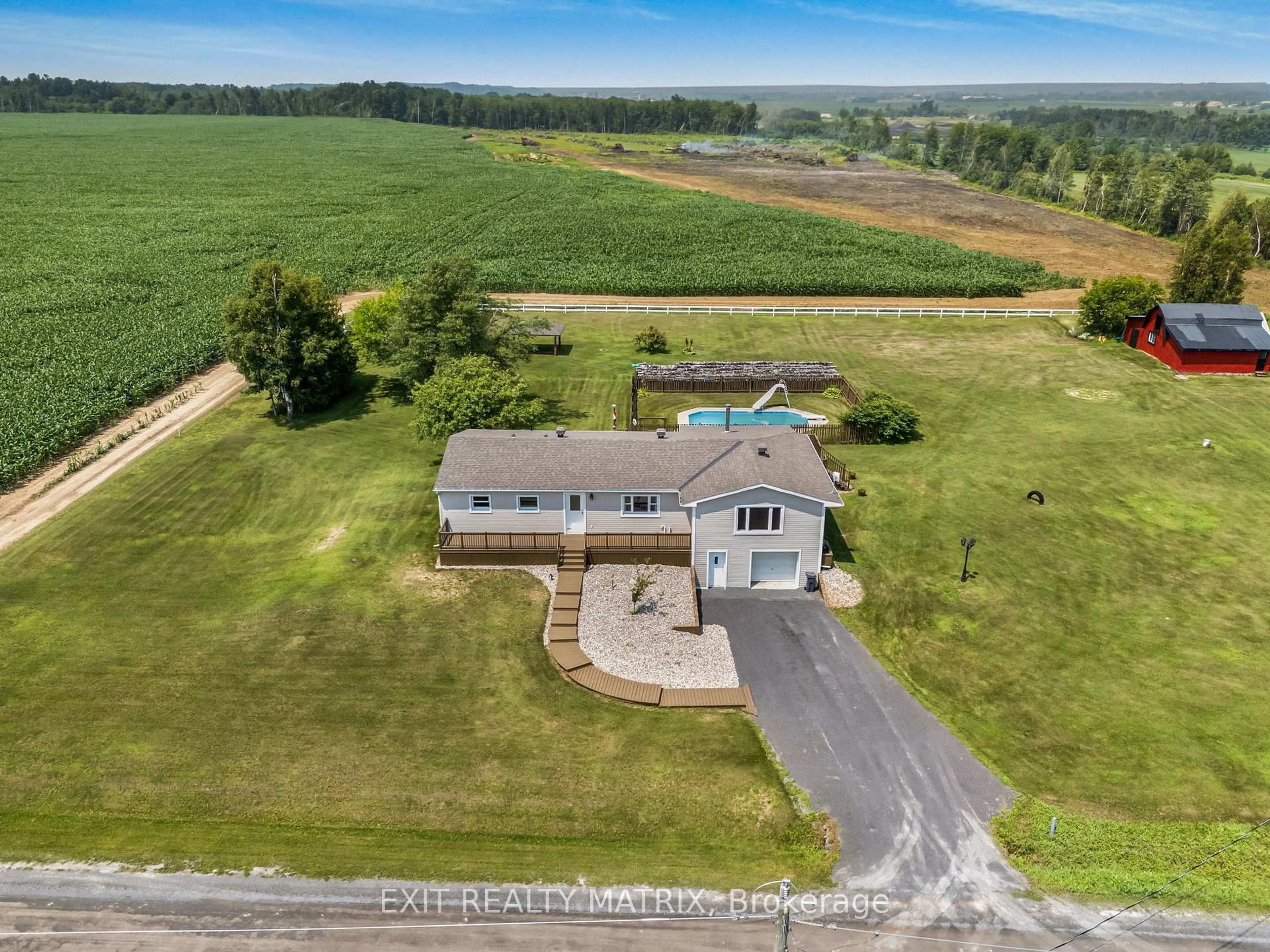 A pic from outside/outdoor area/front of a property/back of a property/a pic from drone, water/lake/river/ocean view for 865 9th Concession, Alfred and Plantagenet Ontario L9P 1R3