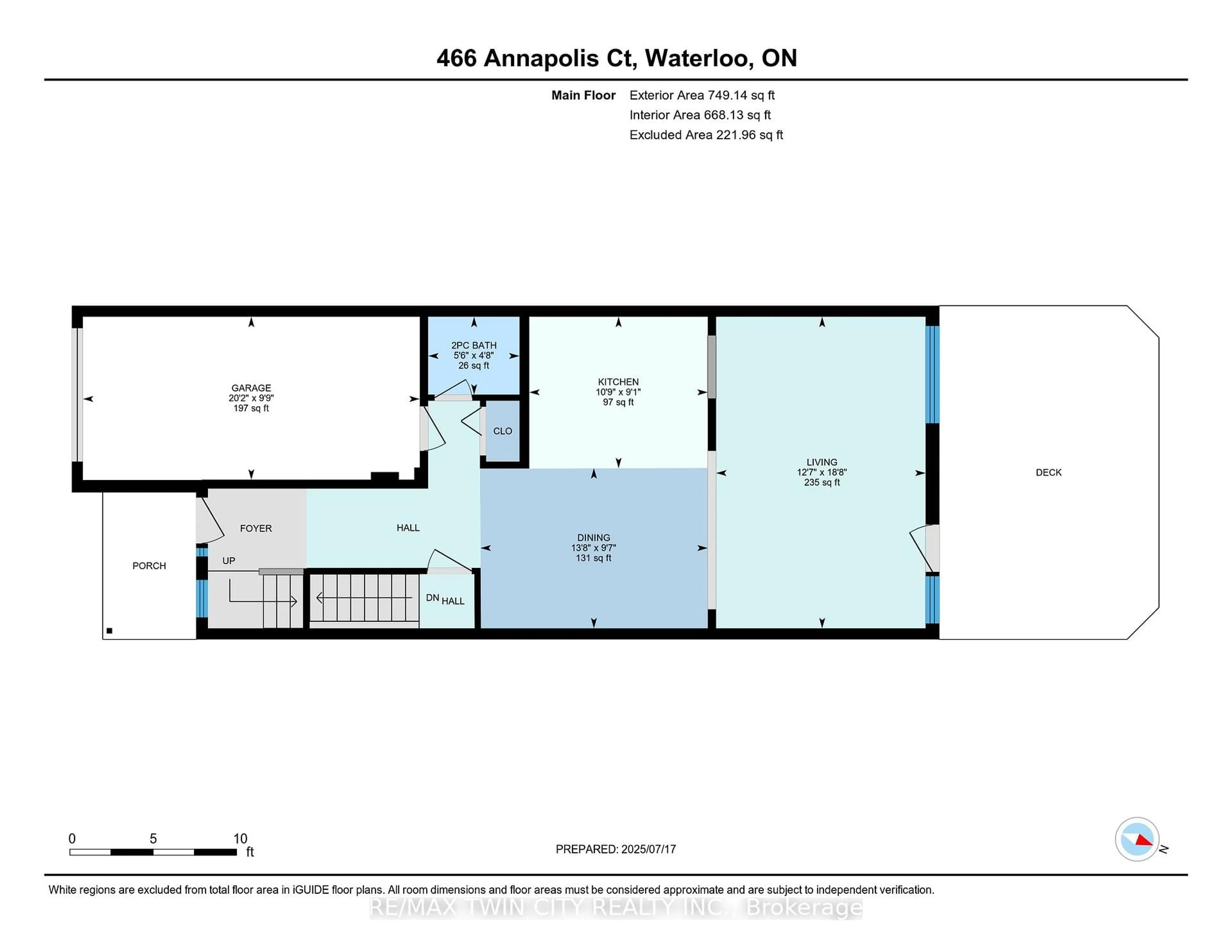Floor plan for 466 Annapolis Crt, Waterloo Ontario N2E 4E8