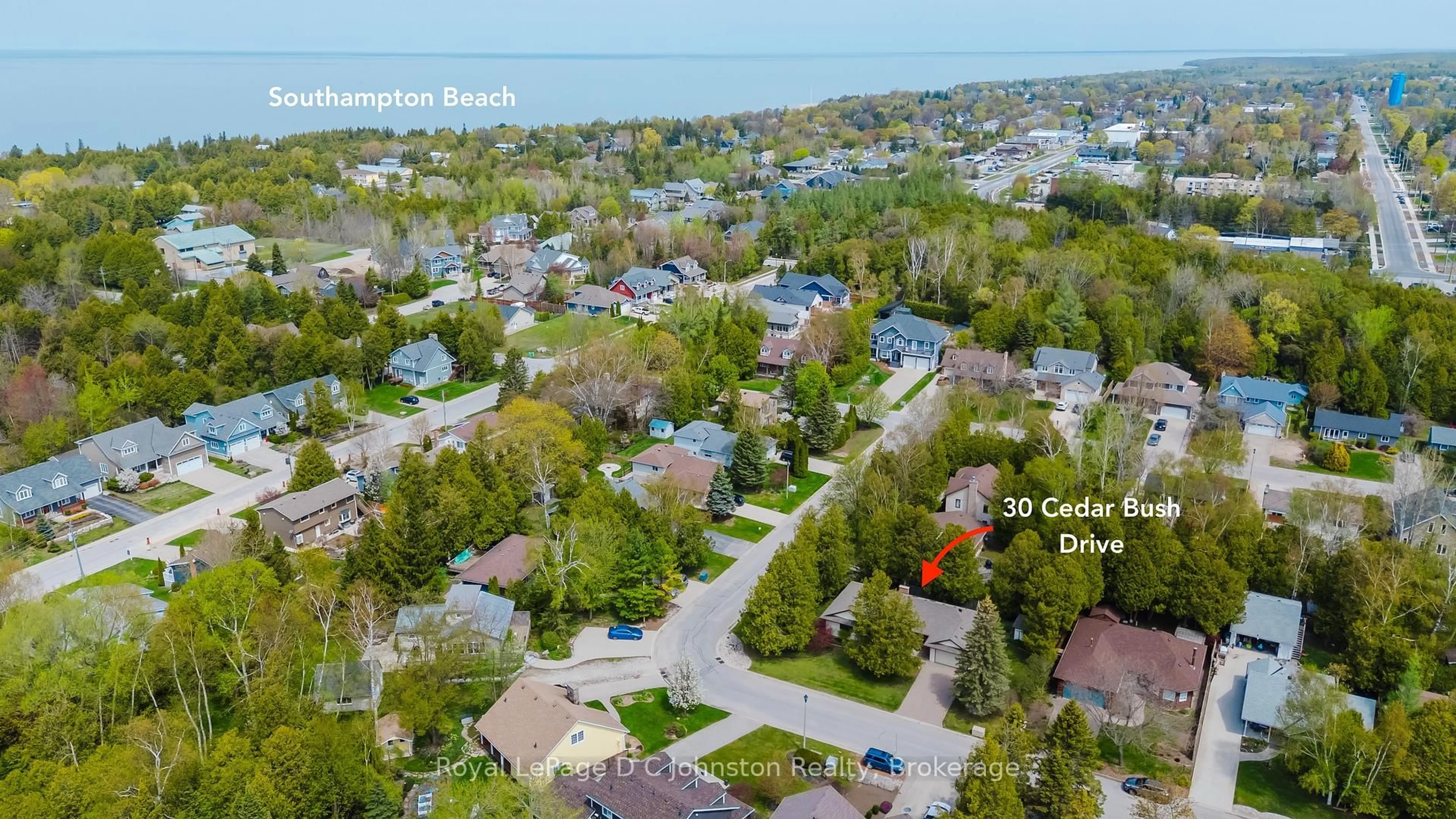 A pic from outside/outdoor area/front of a property/back of a property/a pic from drone, street for 30 Cedar Bush Dr, Saugeen Shores Ontario N0H 2L0