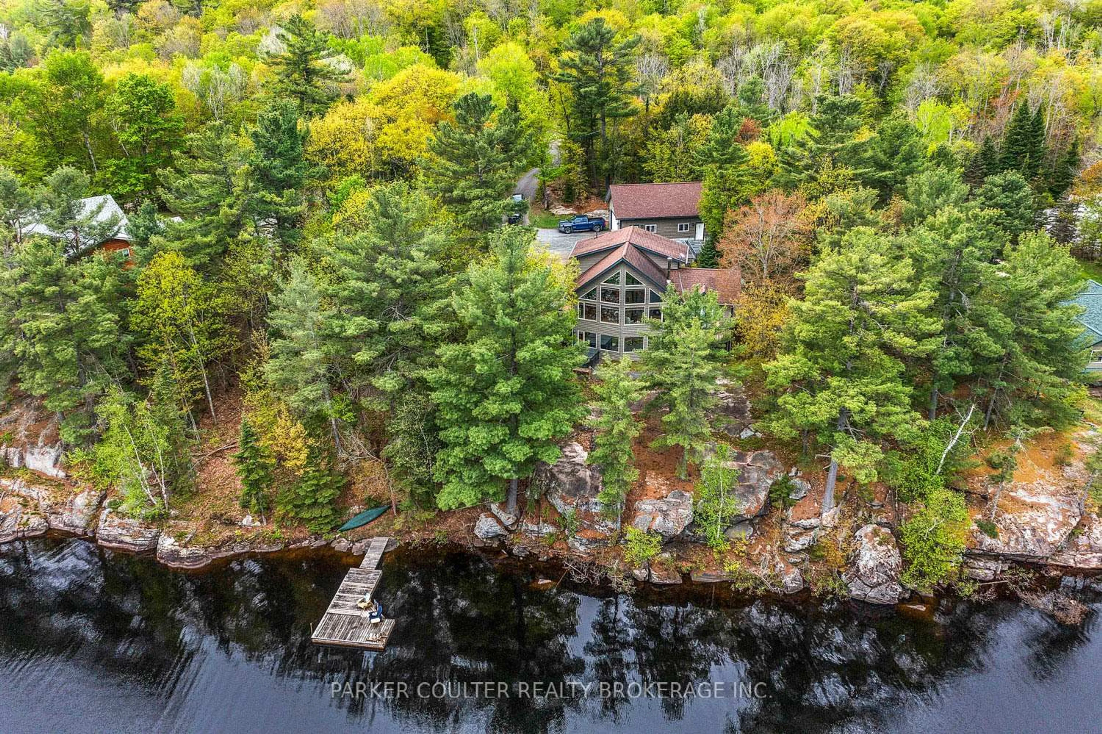 A pic from outside/outdoor area/front of a property/back of a property/a pic from drone, water/lake/river/ocean view for 46 James Rider Rd, Carling Ontario P0G 1G0