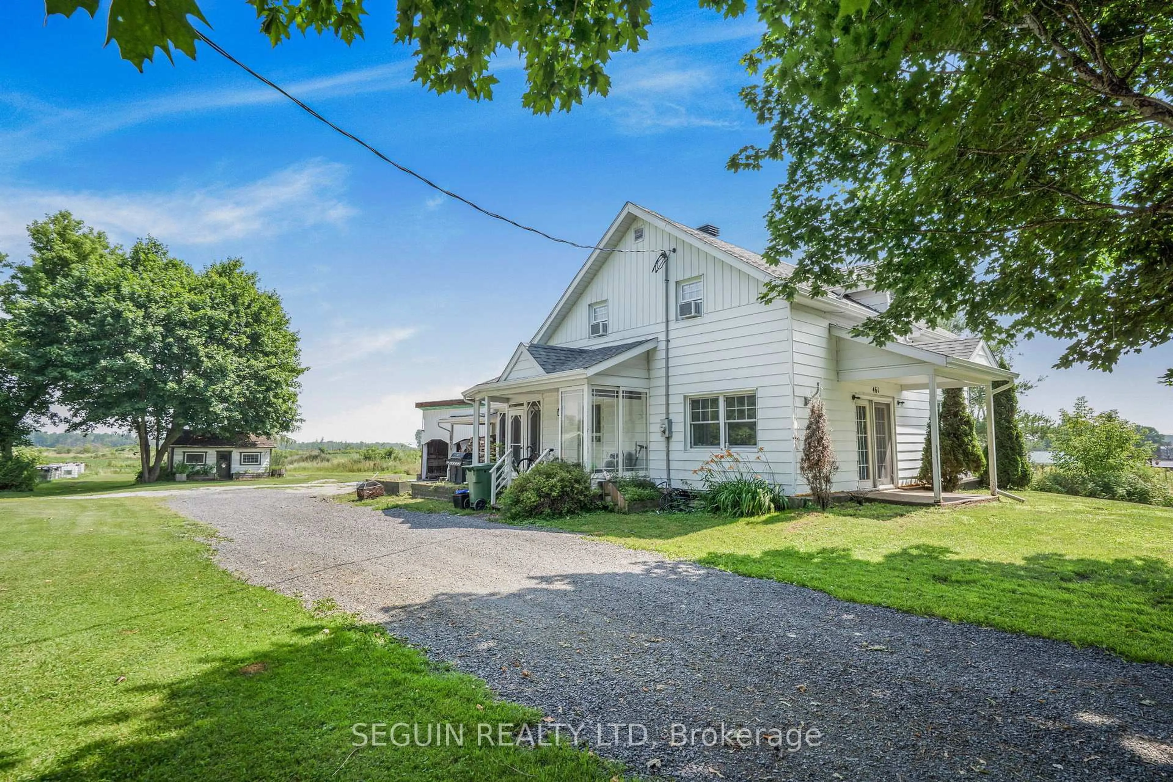 A pic from outside/outdoor area/front of a property/back of a property/a pic from drone, water/lake/river/ocean view for 461 Greenlane Rd, Champlain Ontario K6A 2R2