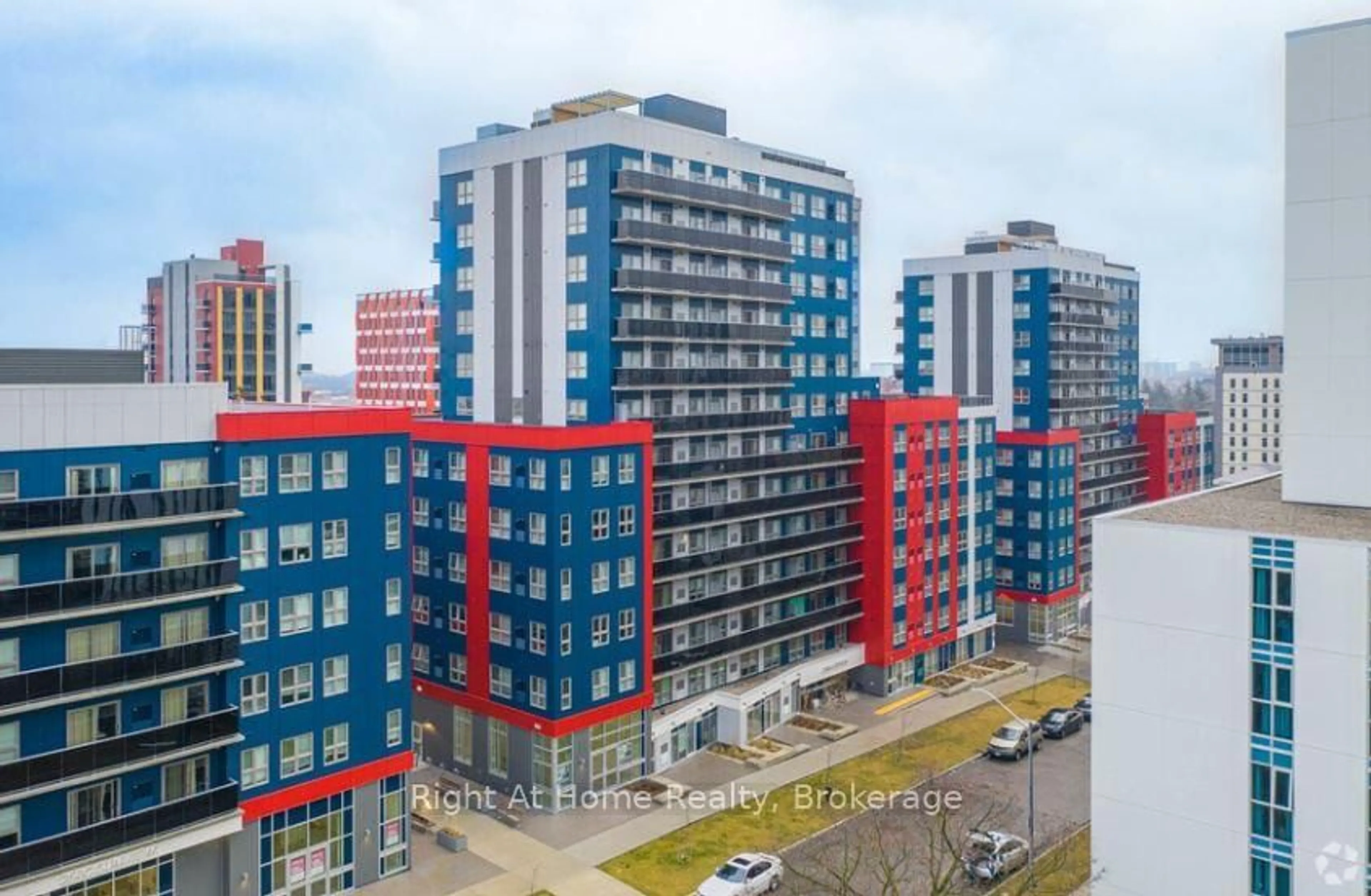 A pic from outside/outdoor area/front of a property/back of a property/a pic from drone, city buildings view from balcony for 258A Sunview St #1710, Waterloo Ontario N2L 3V9