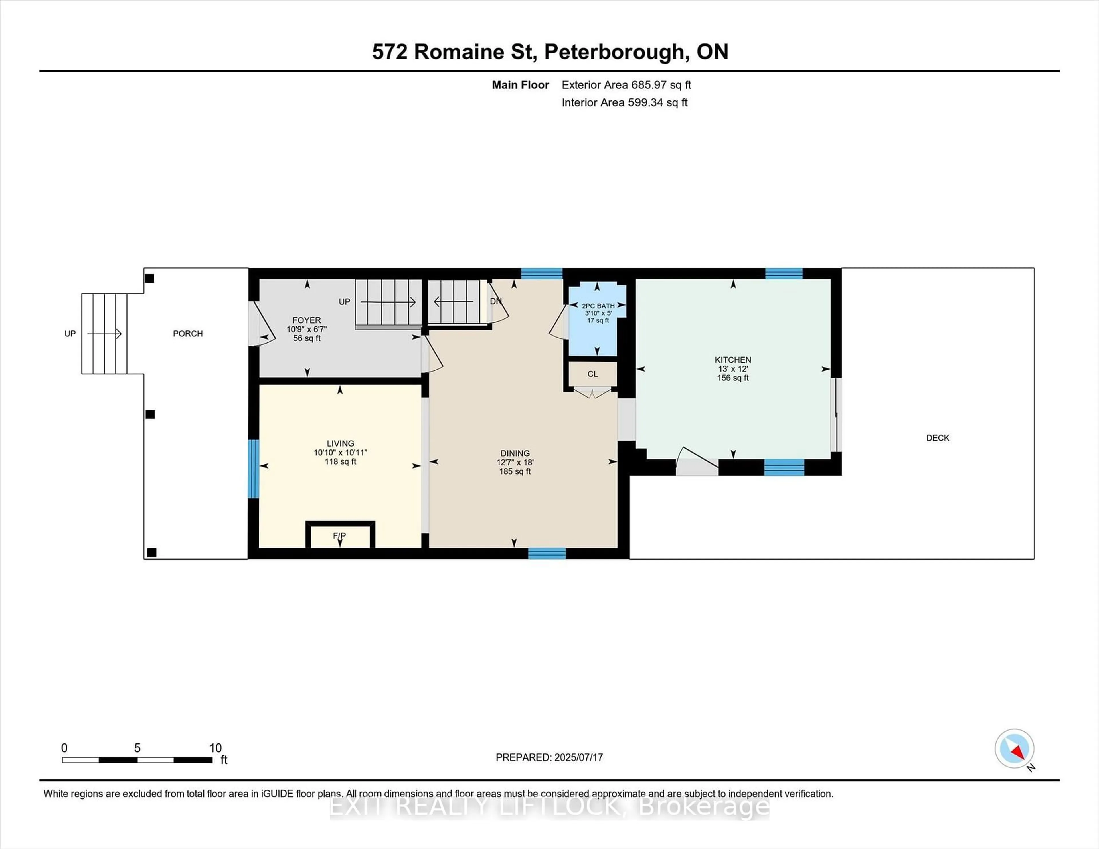 Floor plan for 572 Romaine St, Peterborough Central Ontario K9J 2E3