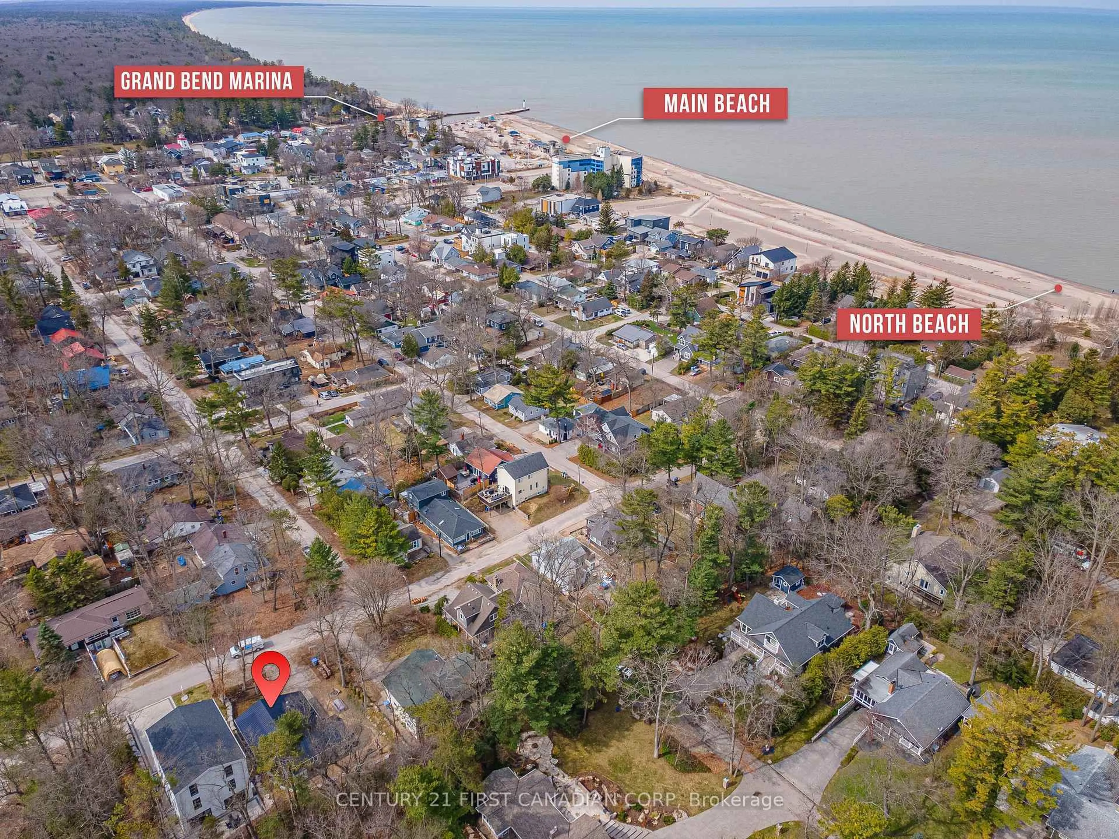 A pic from outside/outdoor area/front of a property/back of a property/a pic from drone, water/lake/river/ocean view for 37 Walker St, Lambton Shores Ontario N0M 1T0