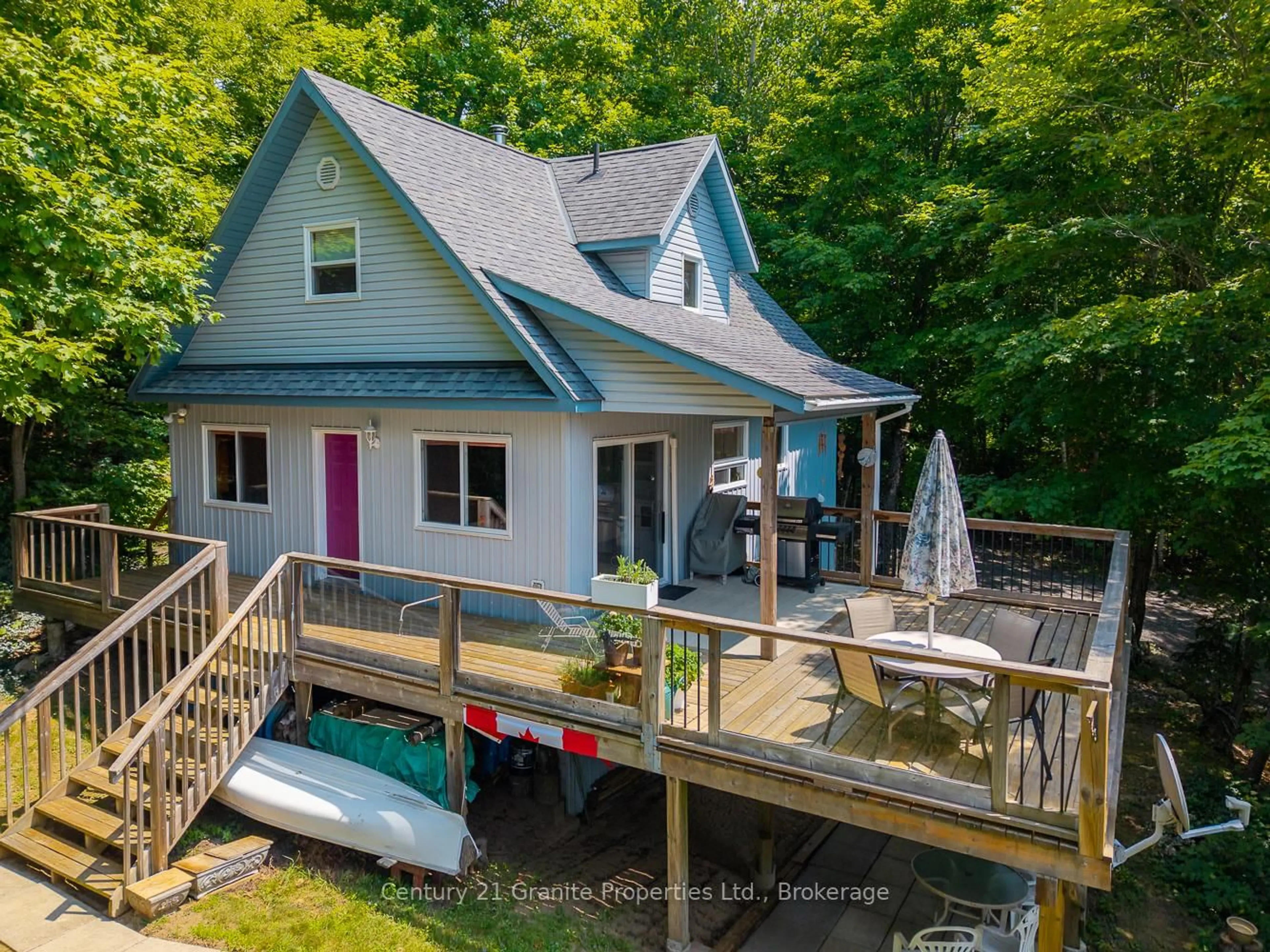 A pic from outside/outdoor area/front of a property/back of a property/a pic from drone, water/lake/river/ocean view for 9 Sykes Lane, Whitestone Ontario P0A 1G0