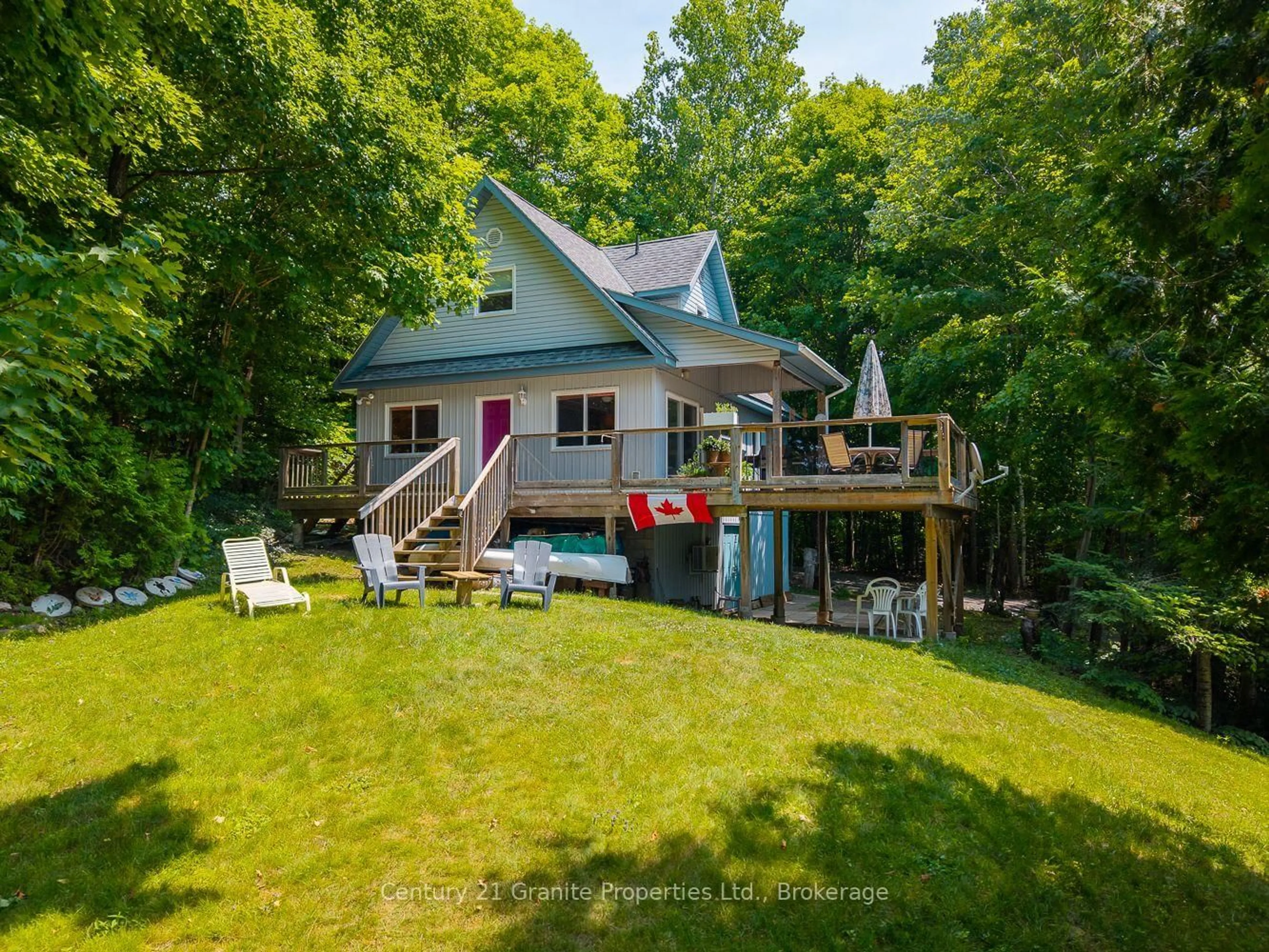 A pic from outside/outdoor area/front of a property/back of a property/a pic from drone, water/lake/river/ocean view for 9 Sykes Lane, Whitestone Ontario P0A 1G0