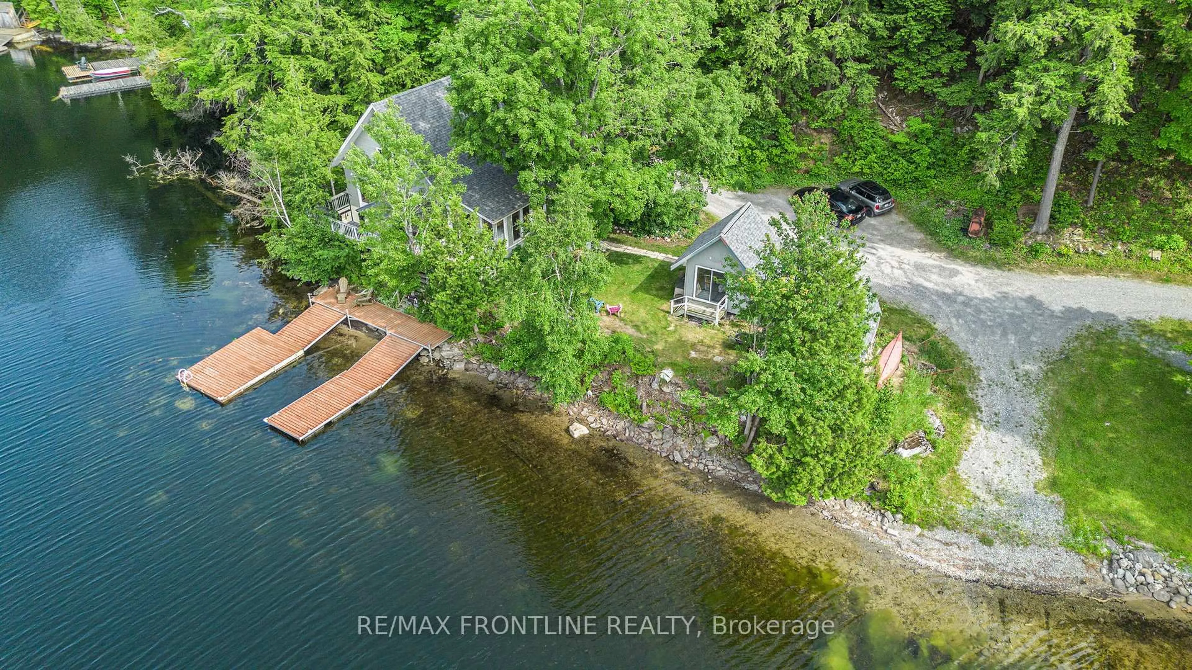 A pic from outside/outdoor area/front of a property/back of a property/a pic from drone, water/lake/river/ocean view for 544 Christie Lake Ln 51A Lane, Maberly Ontario K0H 2B0