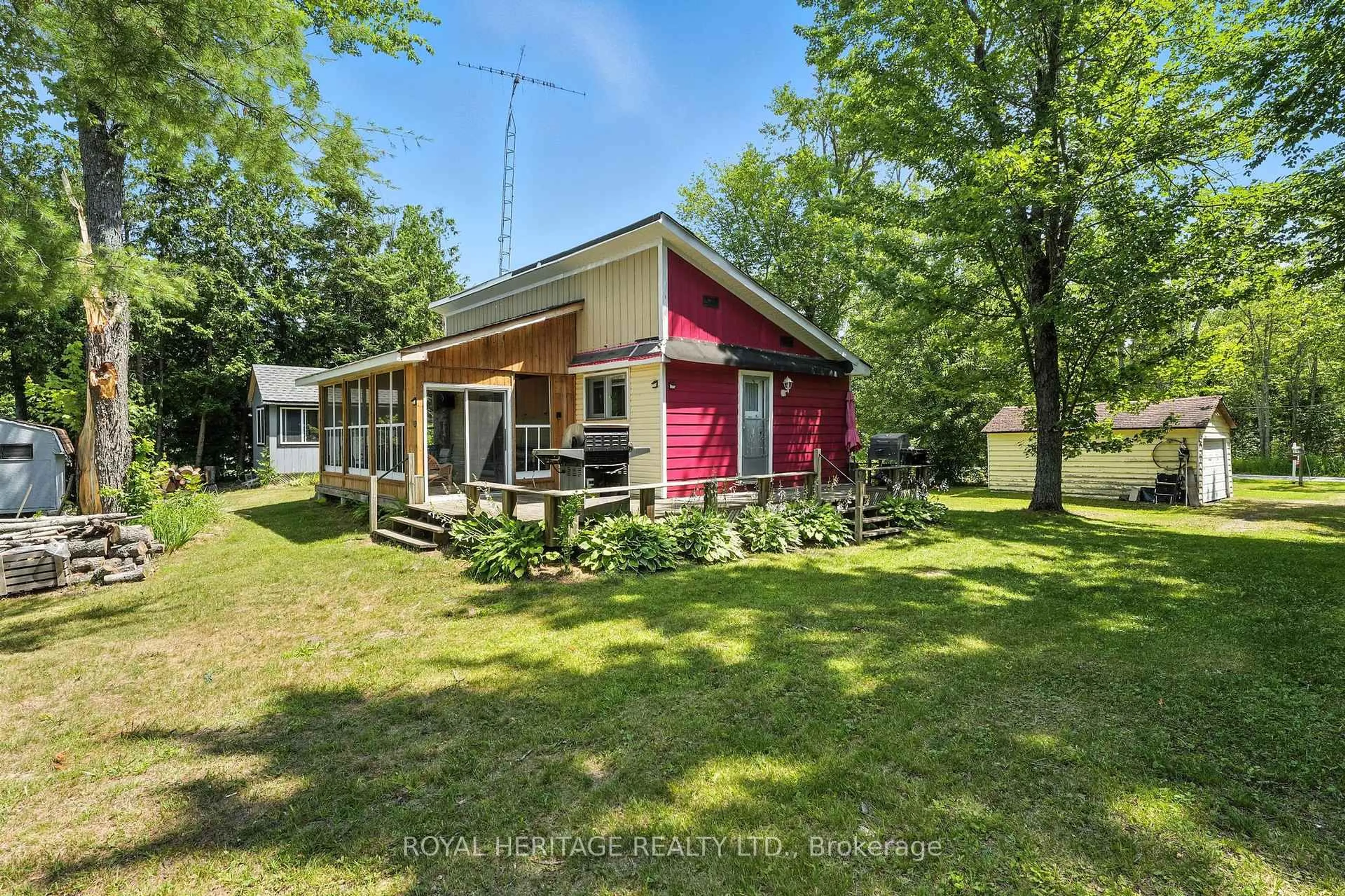 A pic from outside/outdoor area/front of a property/back of a property/a pic from drone, water/lake/river/ocean view for 143 Fell Station Dr, Kawartha Lakes Ontario K0M 1N0