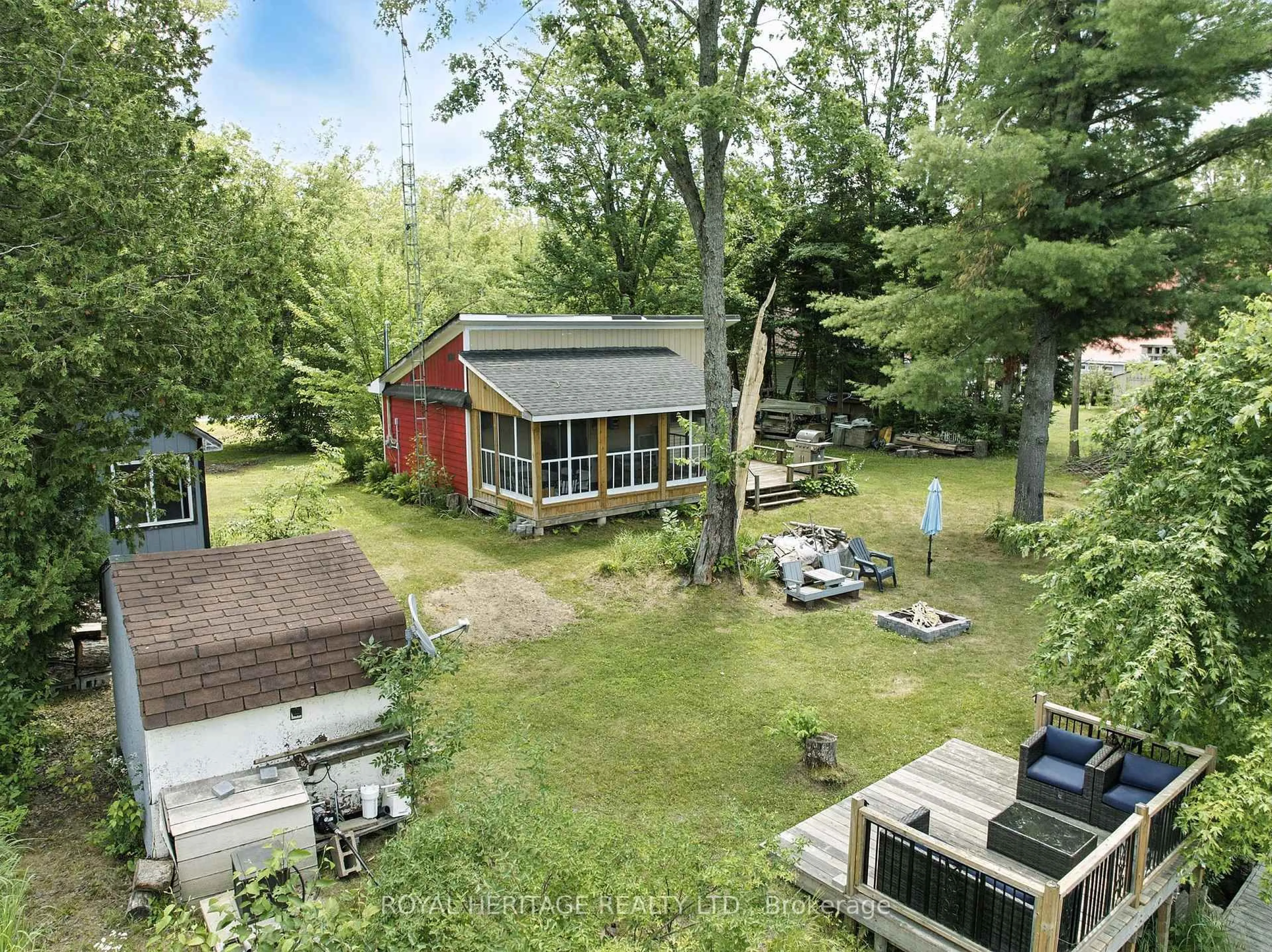 A pic from outside/outdoor area/front of a property/back of a property/a pic from drone, water/lake/river/ocean view for 143 Fell Station Dr, Kawartha Lakes Ontario K0M 1N0