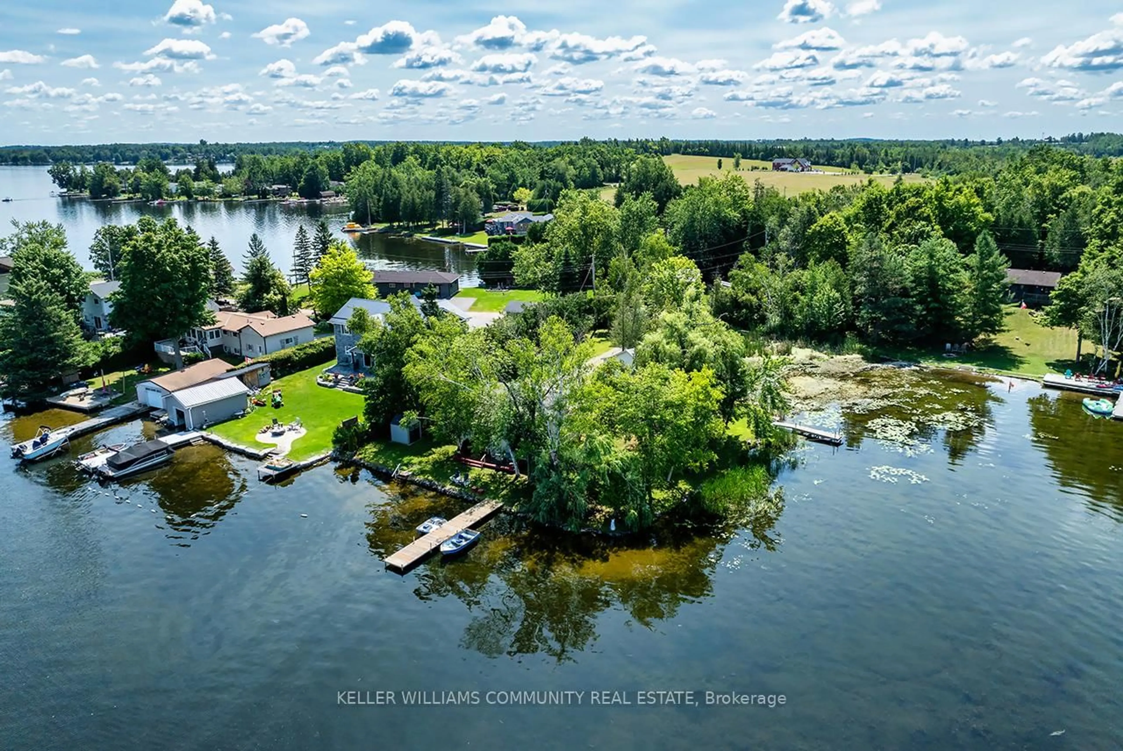 A pic from outside/outdoor area/front of a property/back of a property/a pic from drone, water/lake/river/ocean view for 1370 Dunmanus Dr, Selwyn Ontario K0L 1T0