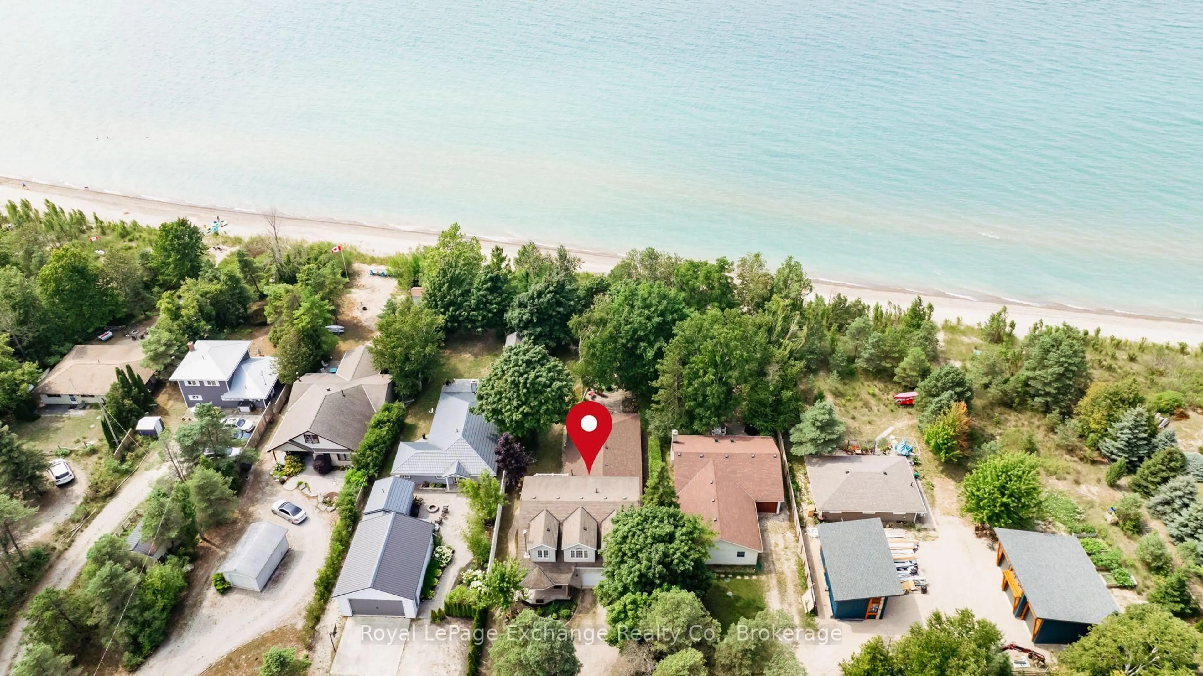 A pic from outside/outdoor area/front of a property/back of a property/a pic from drone, water/lake/river/ocean view for 46 Bell Dr, Huron-Kinloss Ontario N2Z 0B3