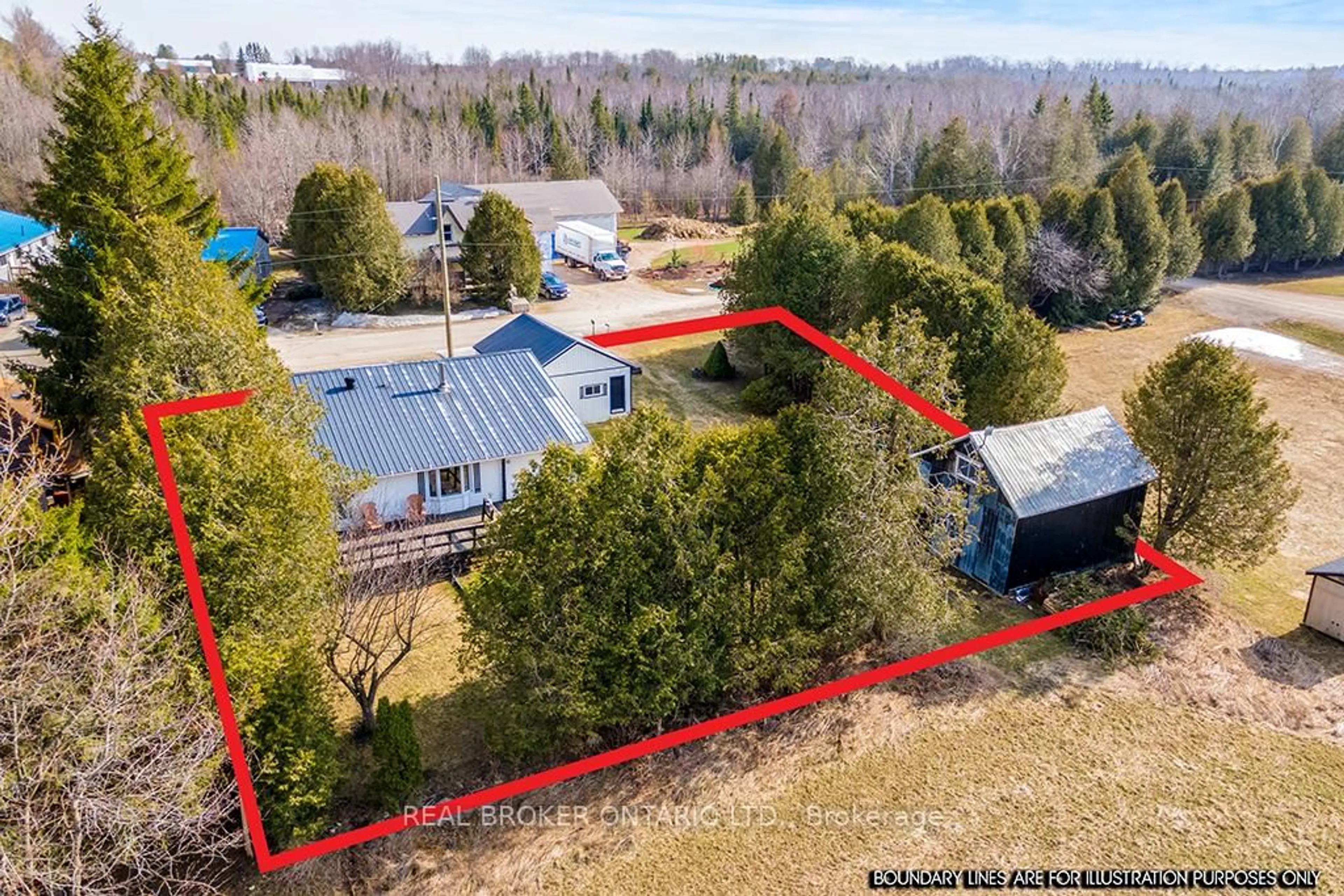 A pic from outside/outdoor area/front of a property/back of a property/a pic from drone, building for 326129 3rd Concession, Grey Highlands Ontario N0C 1E0