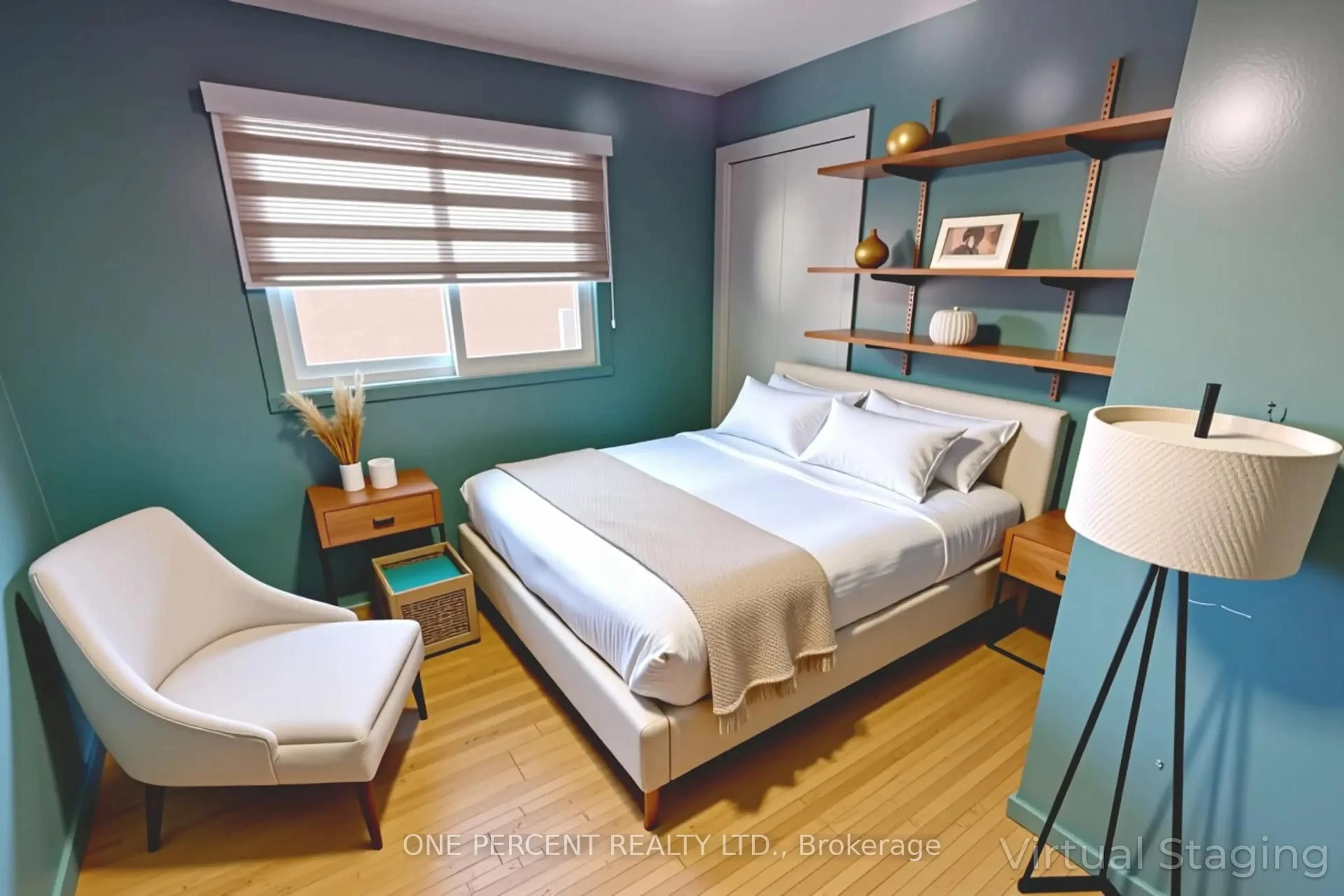 Bedroom with bed, wood/laminate floor for 43 Loyalist Dr, Welland Ontario L3C 2X9
