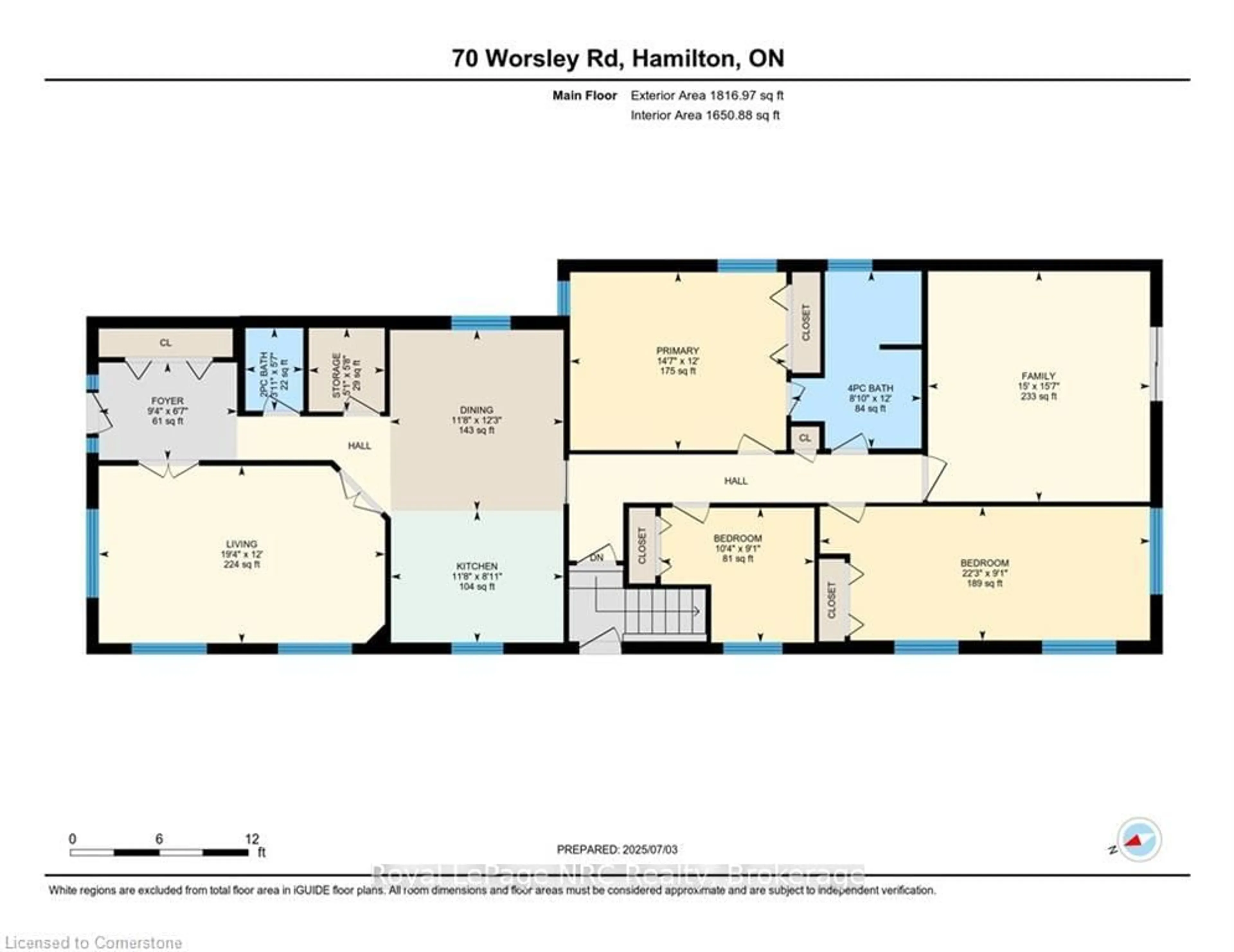 Floor plan for 70 Worsley Rd, Hamilton Ontario L8E 2G3