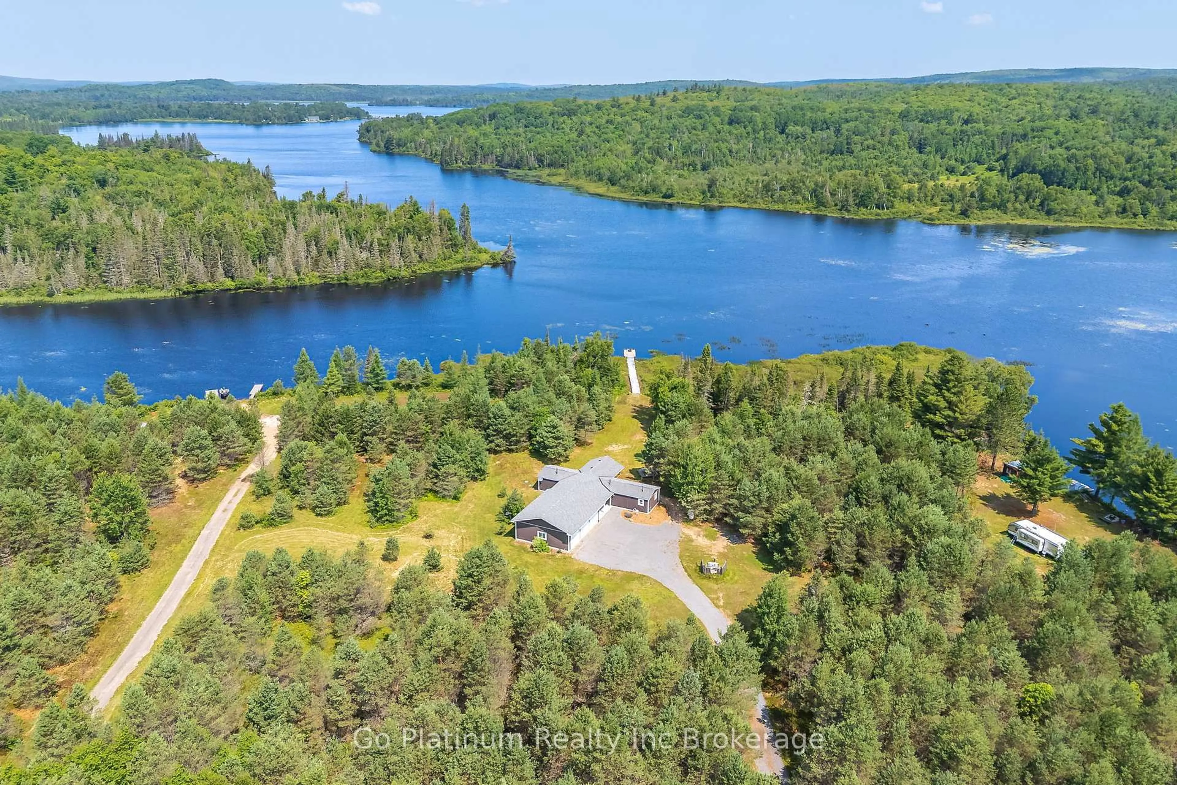 A pic from outside/outdoor area/front of a property/back of a property/a pic from drone, water/lake/river/ocean view for 889 Sand Hill Rd, Joly Ontario P0A 1Z0