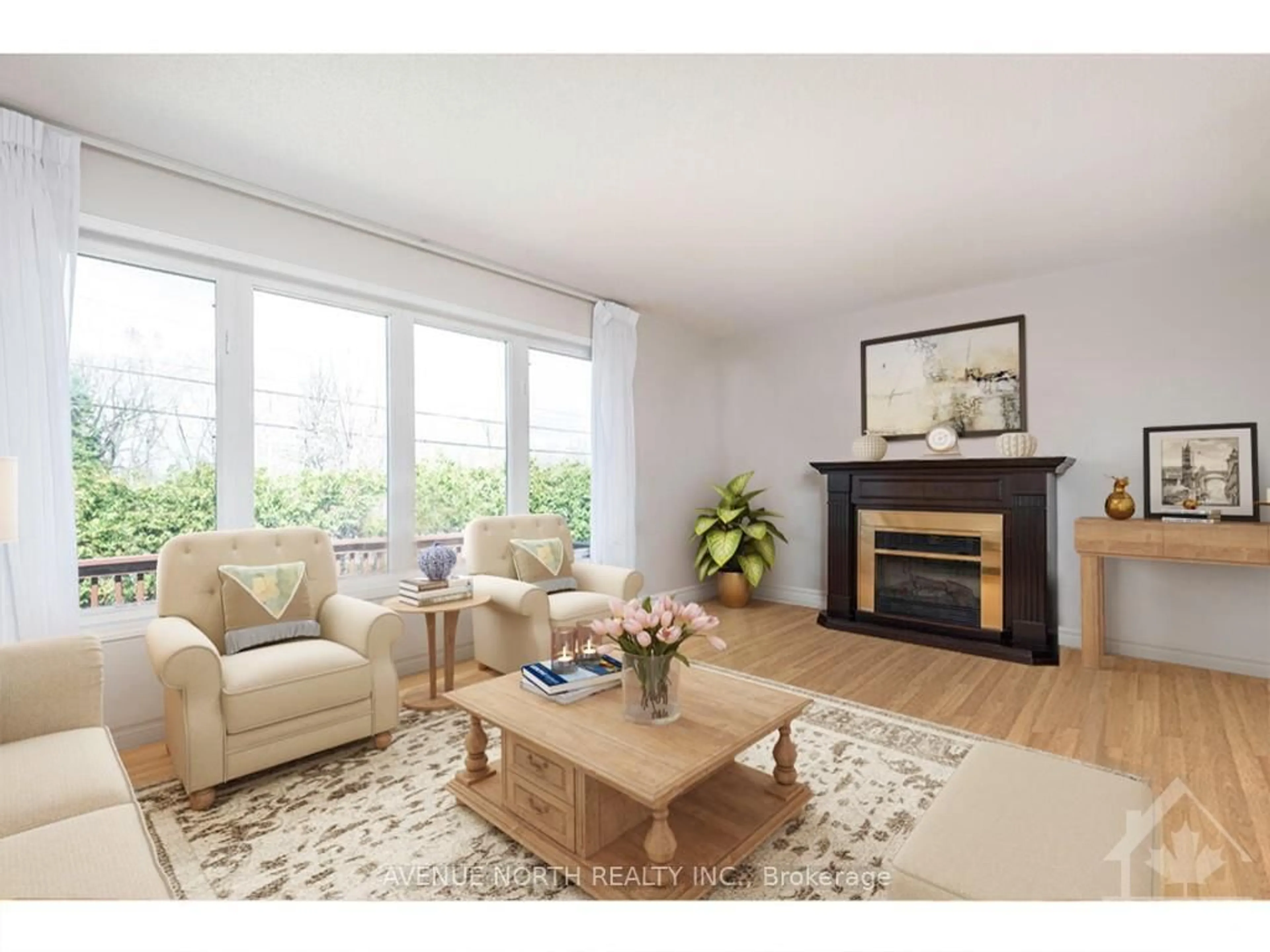 Living room with furniture, wood/laminate floor for 7 Riverbend Dr, Ottawa Ontario K2H 5G9