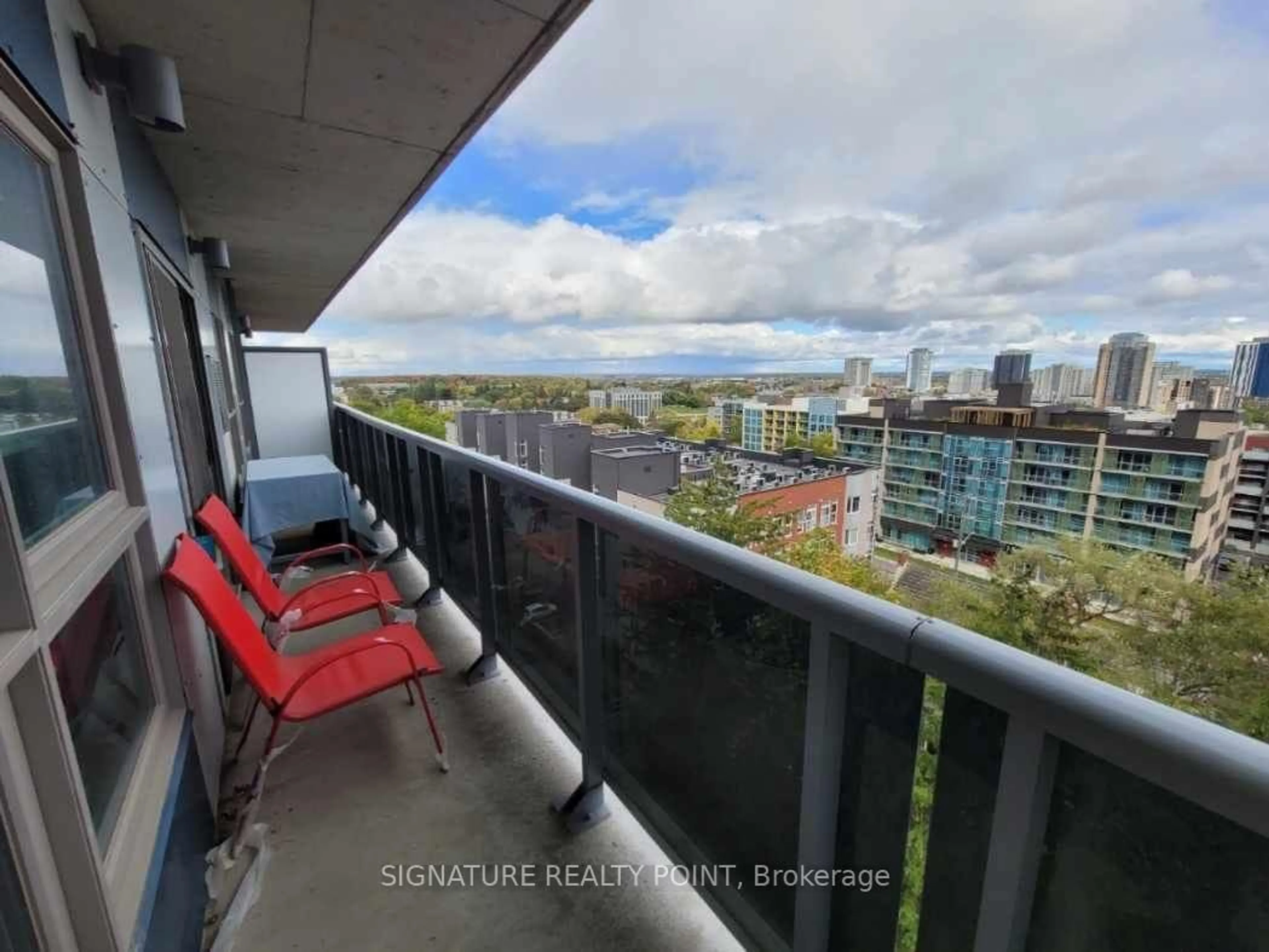 Balcony in the apartment, city buildings view from balcony for 258B Sunview St #2111, Waterloo Ontario N2L 3V9