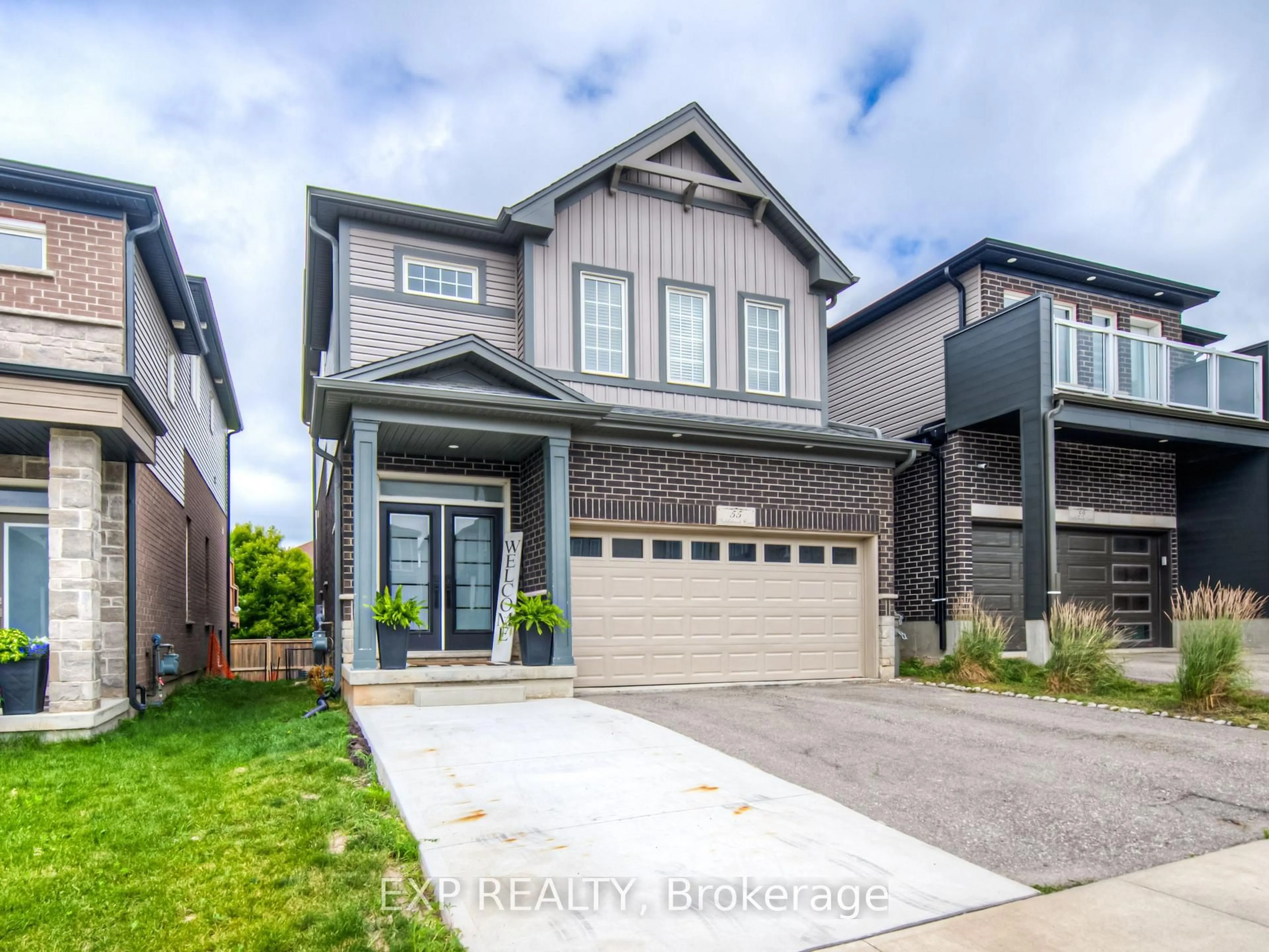 Home with brick exterior material, street for 55 Saddlebrook Crt, Kitchener Ontario N2R 1W9